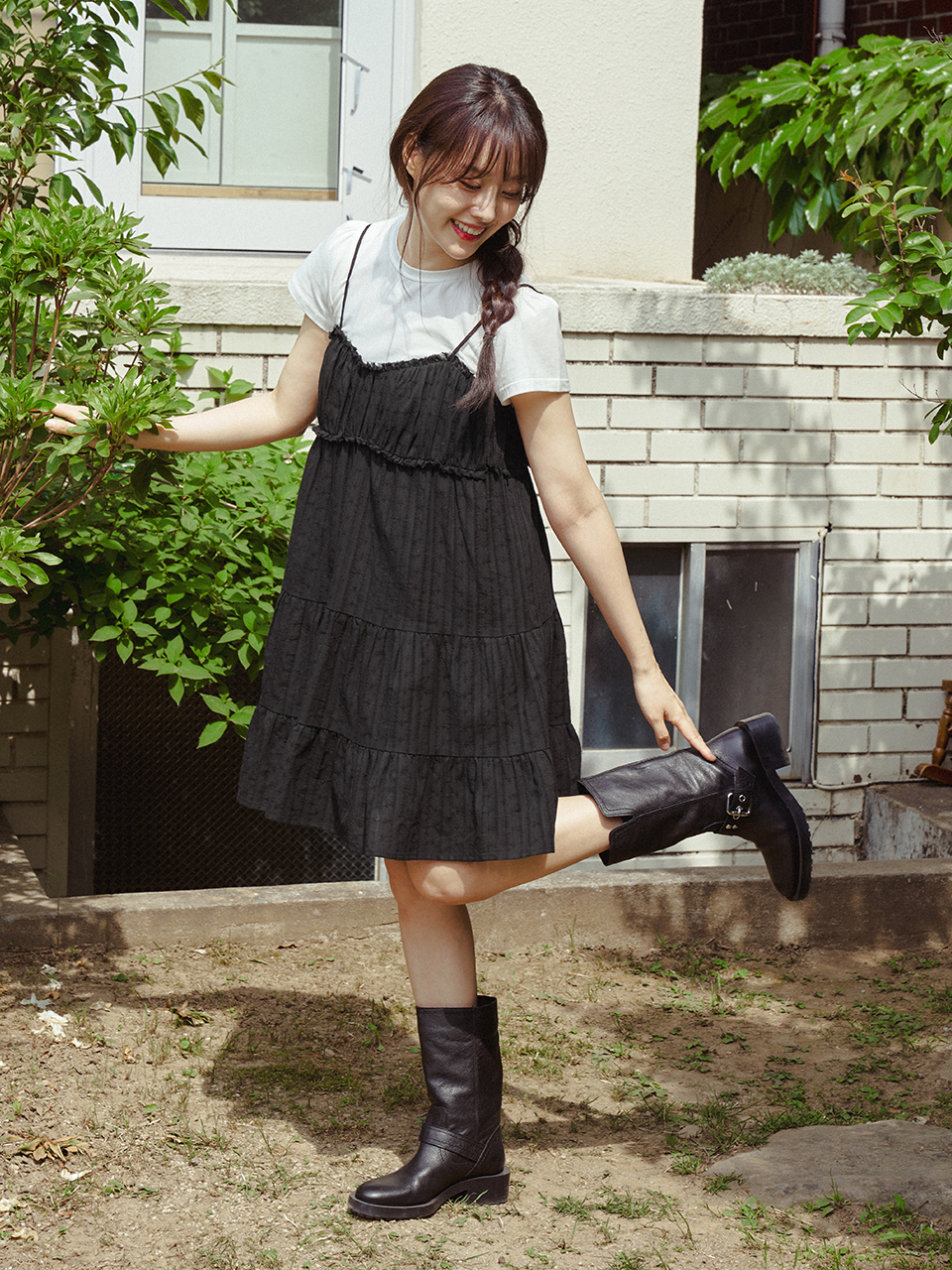 COTTON SLEEVELESS ONEPIECE_BLACK