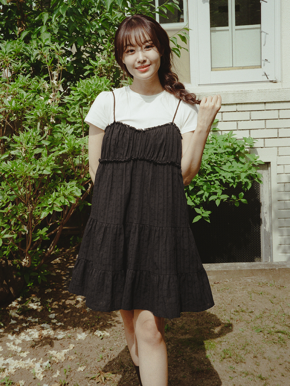 COTTON SLEEVELESS ONEPIECE_BLACK