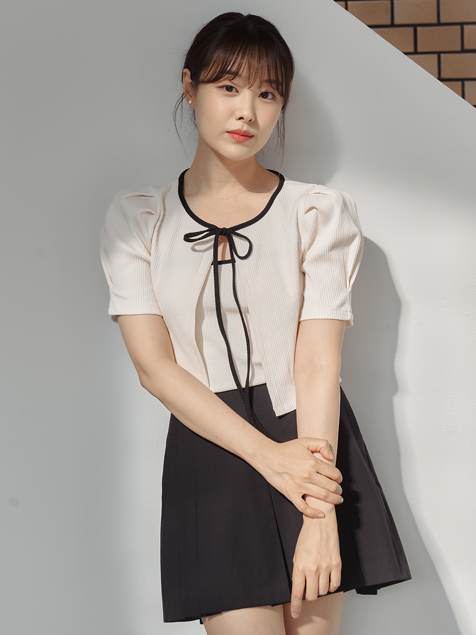SUMMER PLEATS MINI SKIRTPANTS_BLACK
