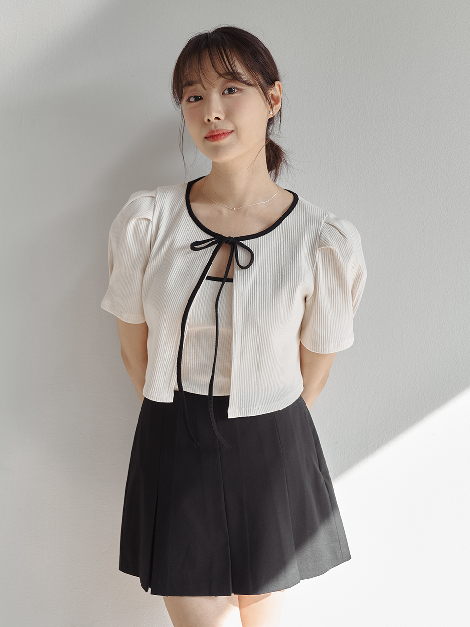 SUMMER PLEATS MINI SKIRTPANTS_BLACK