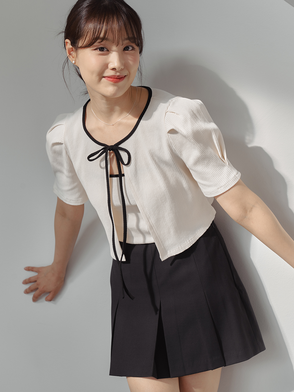 SUMMER PLEATS MINI SKIRTPANTS_BLACK