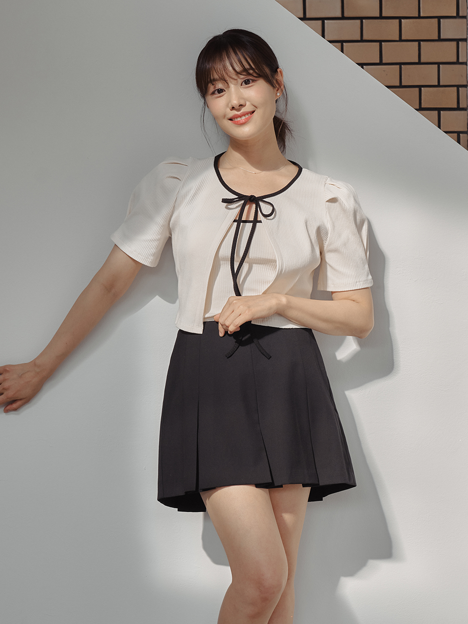 SUMMER PLEATS MINI SKIRTPANTS_BLACK