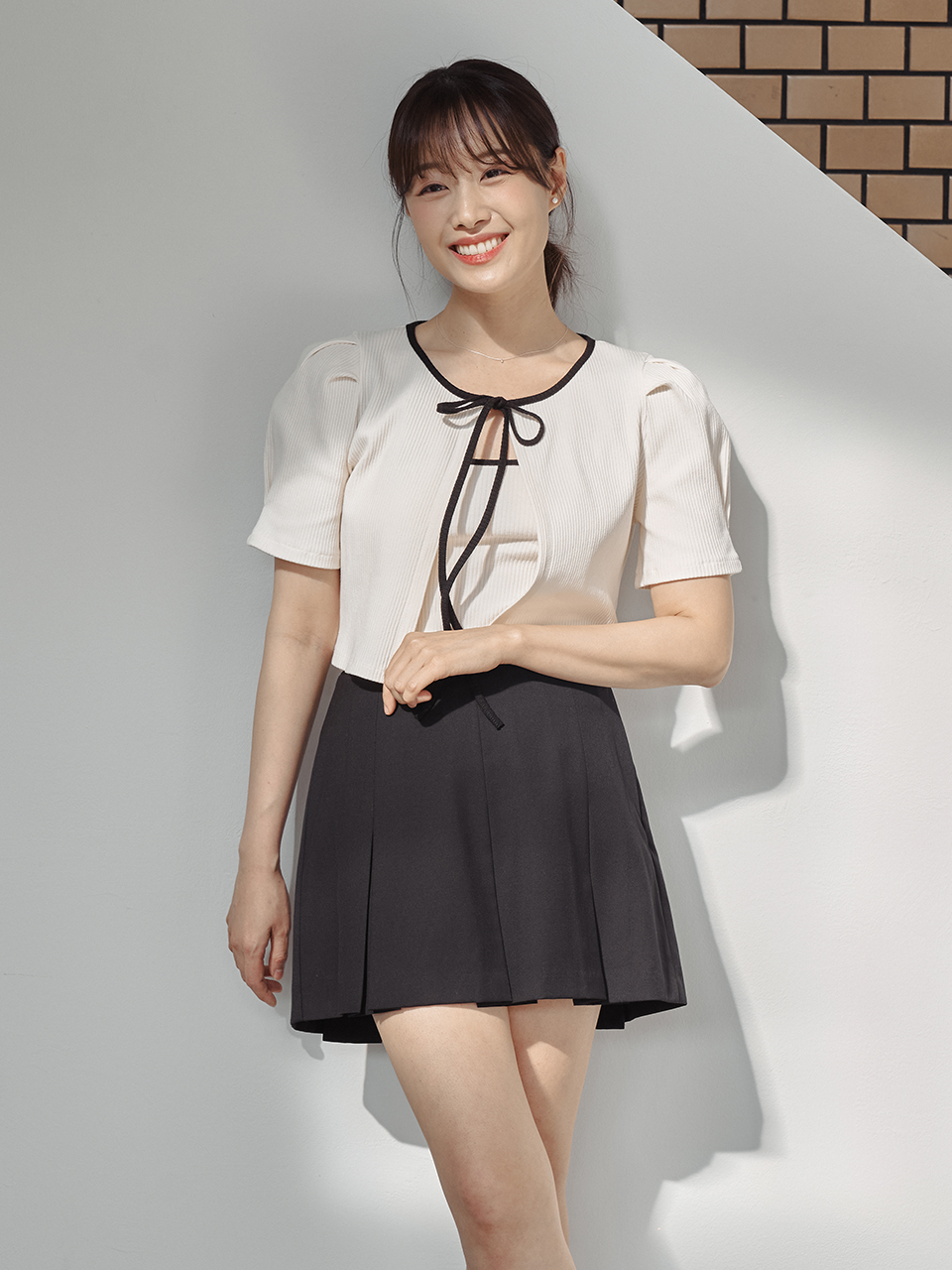SUMMER PLEATS MINI SKIRTPANTS_BLACK