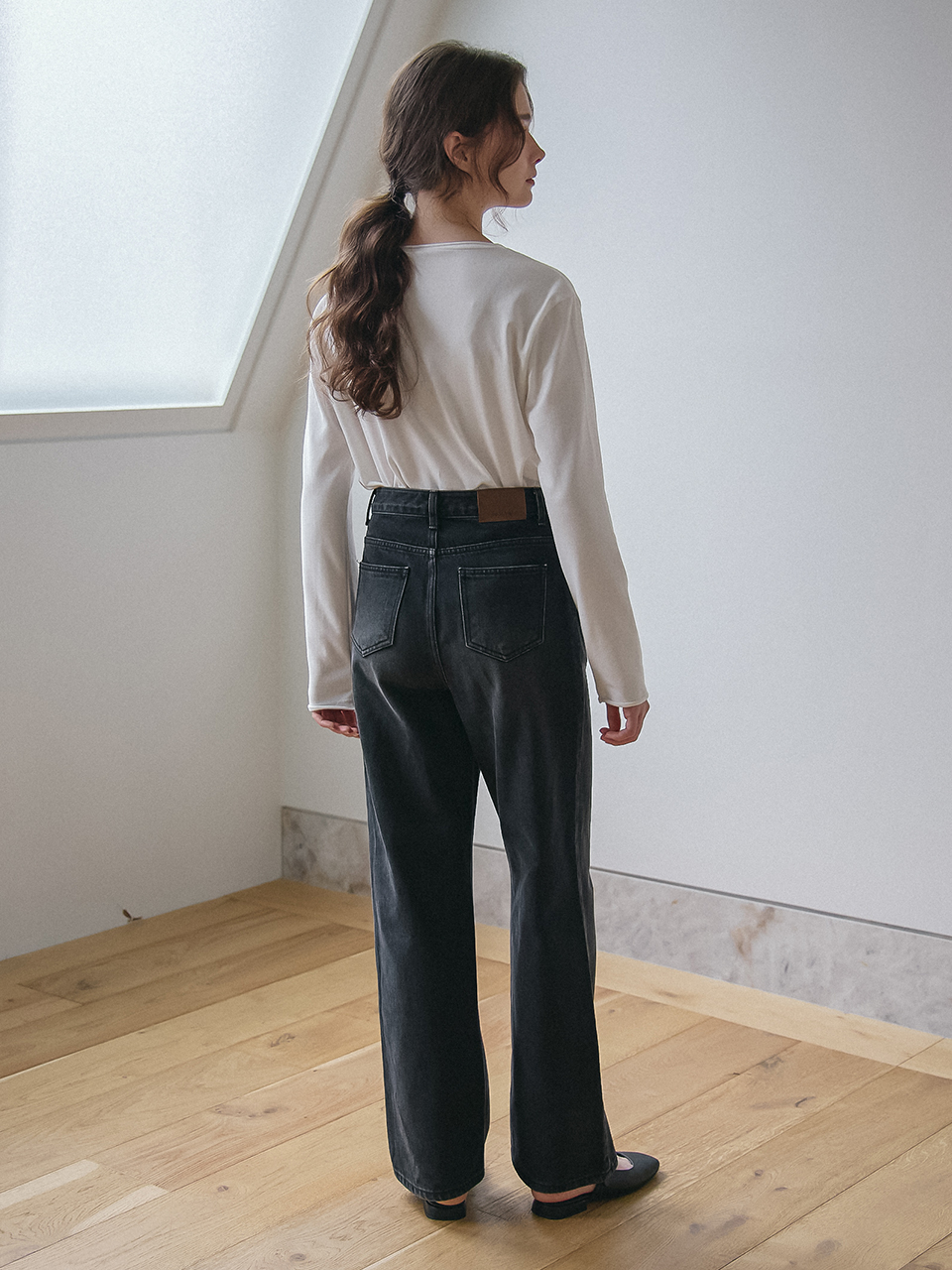 SEMI WIDE DENIM PANTS_BLACK