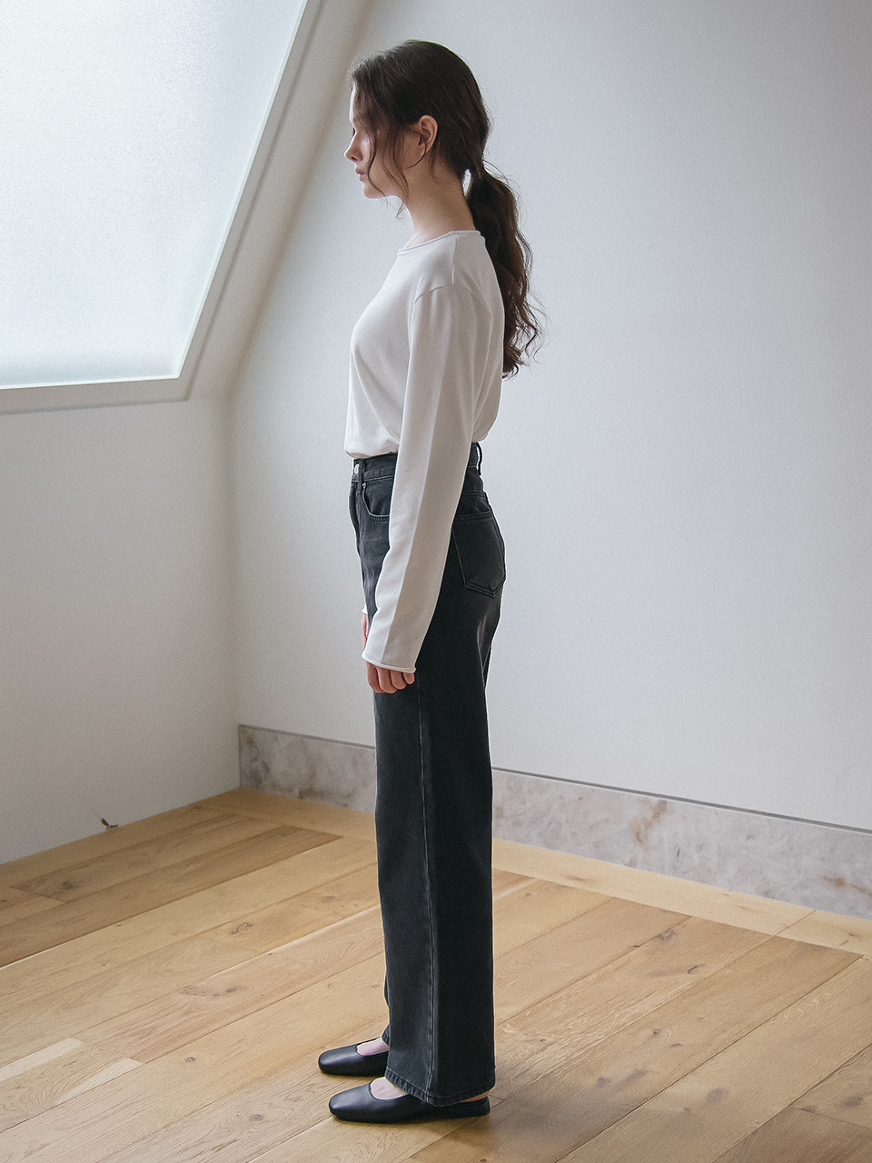 SEMI WIDE DENIM PANTS_BLACK