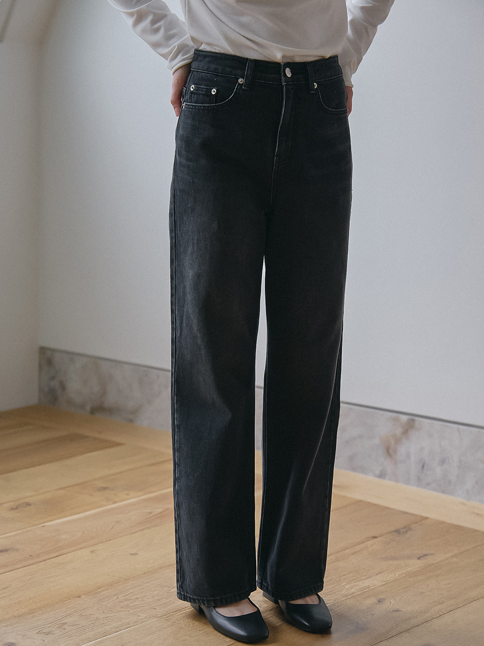SEMI WIDE DENIM PANTS_BLACK