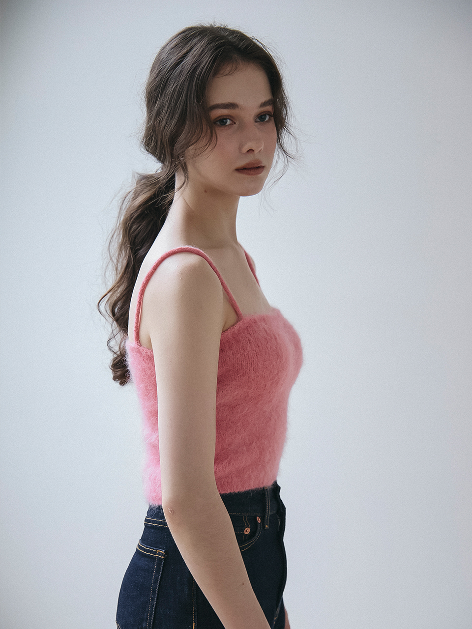 BABY ALPACA KNIT BUSTIER_PINK