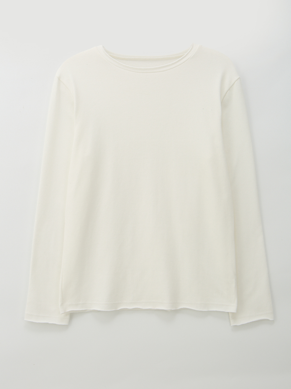 RAW EDGE LONG SLEEVES T-SHIRT_IVORY