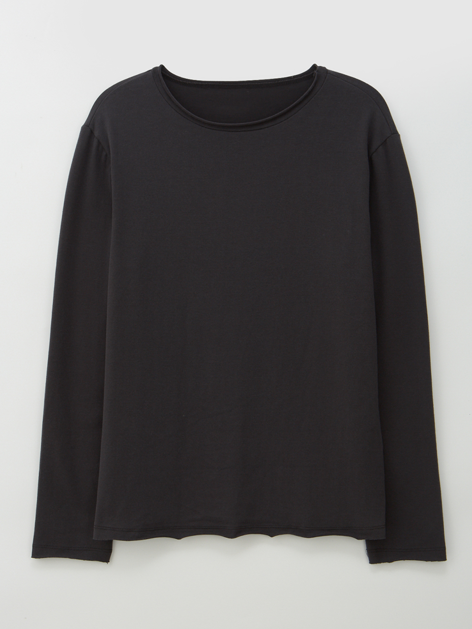 RAW EDGE LONG SLEEVES T-SHIRT_CHARCOAL