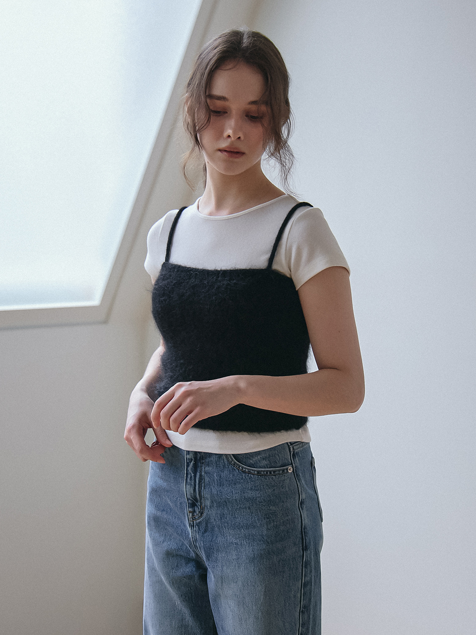 (REFURB) 60% BABY RIB HALF SLEEVES T-SHIRT_IVORY