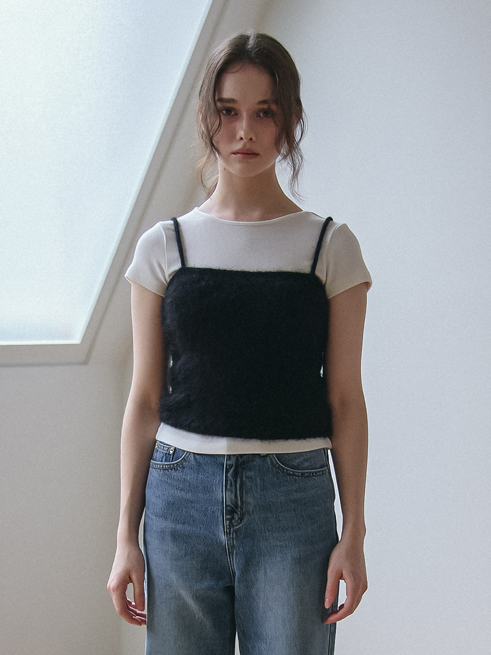 (REFURB) 60% BABY RIB HALF SLEEVES T-SHIRT_IVORY