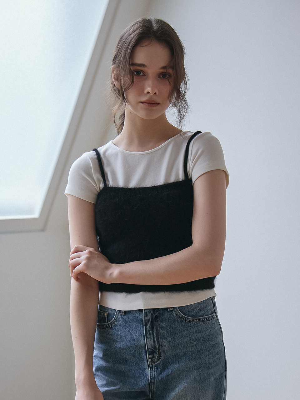 (REFURB) 60% BABY RIB HALF SLEEVES T-SHIRT_IVORY