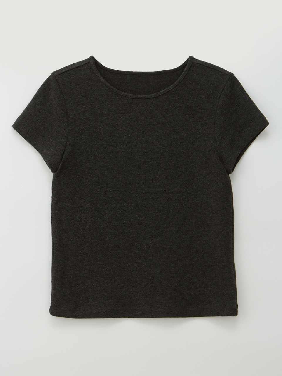 BABY RIB HALF SLEEVES T-SHIRT_CHARCOAL