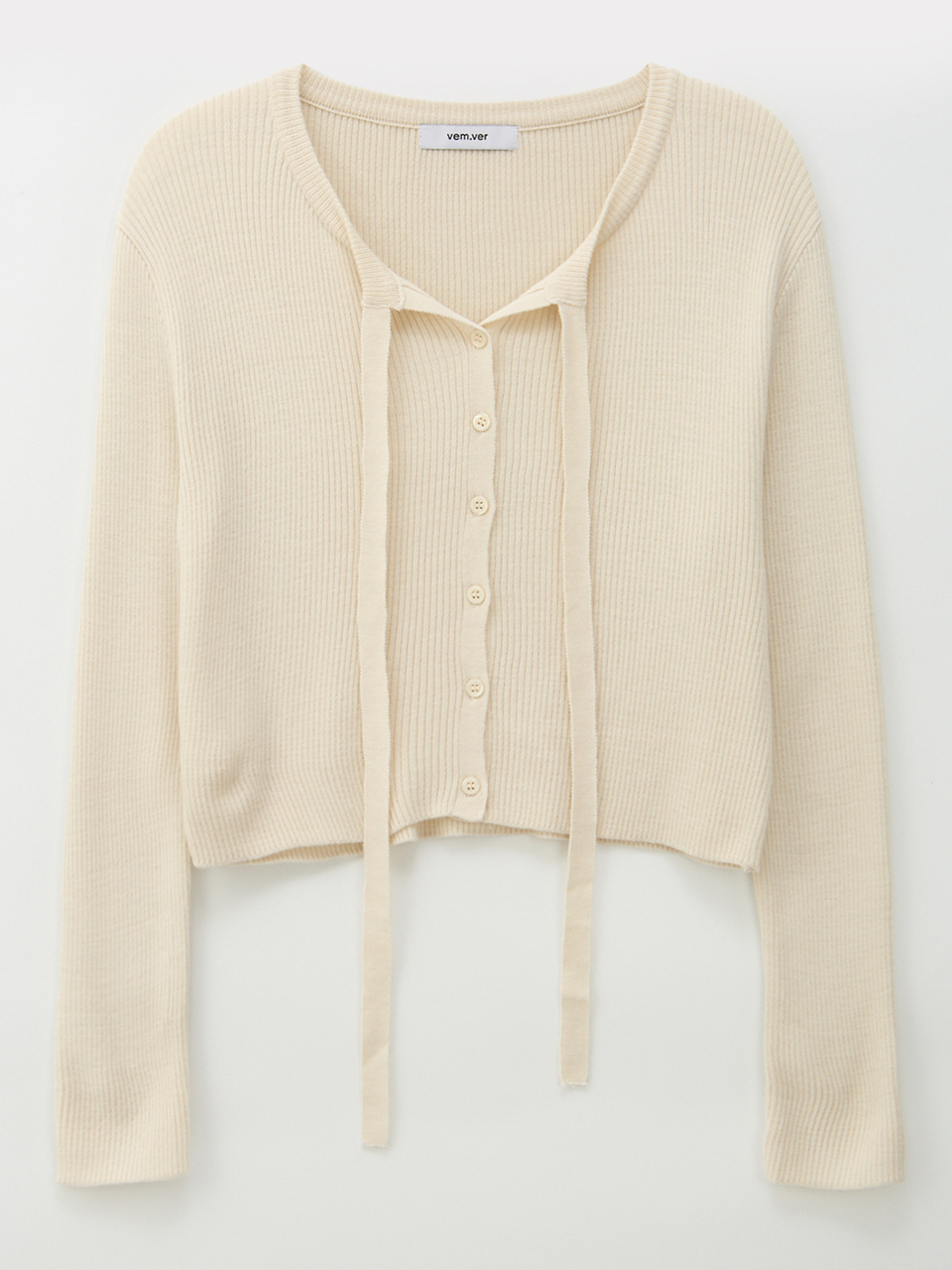 RIBBON TIE KNIT CARDIGAN_CREAM