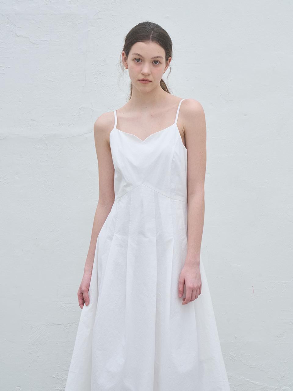 PLEATS CAMI MAXI DRESS_WHITE