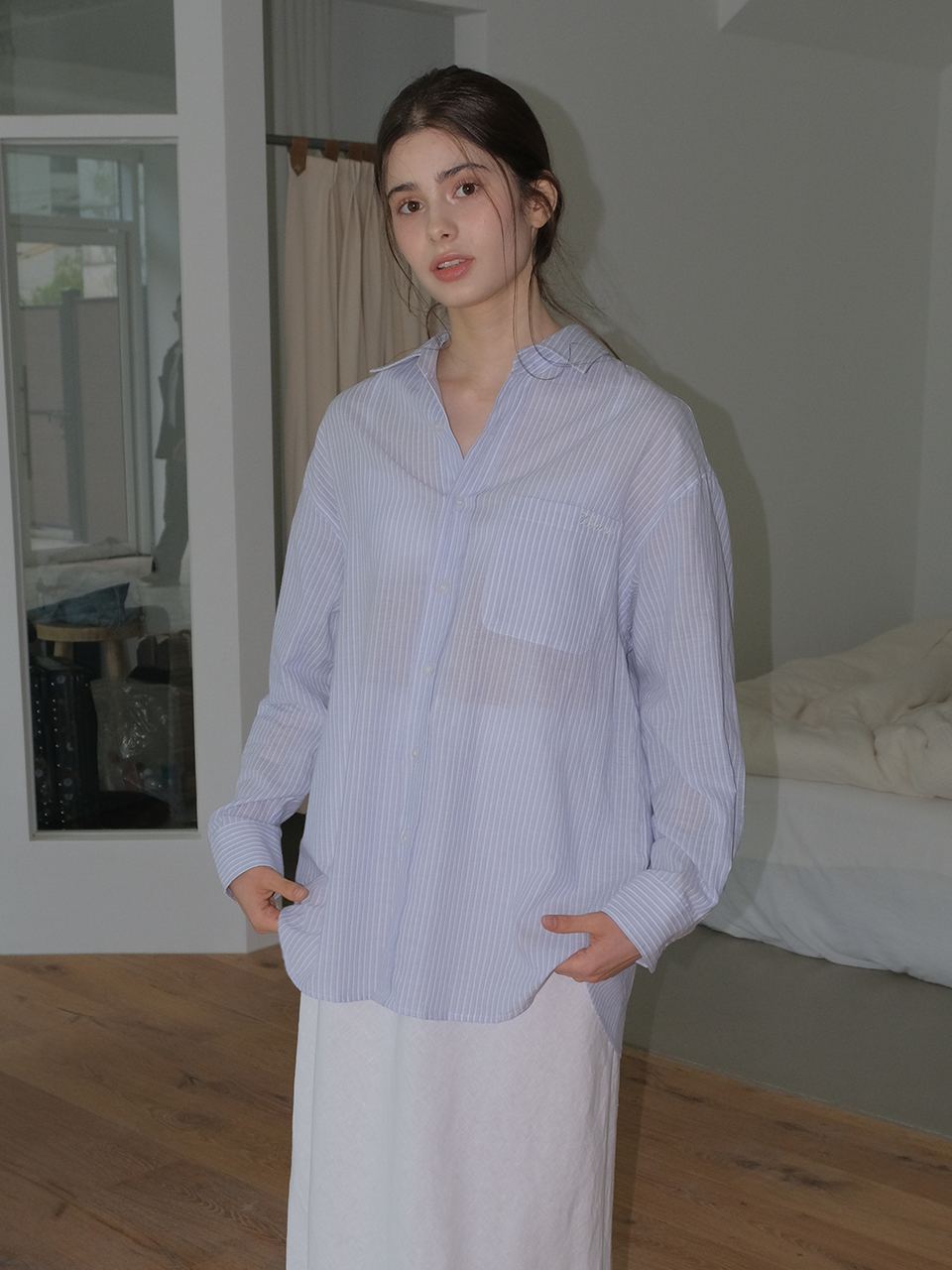 HENRY POCKET STRIPE SHIRTS_BLUE