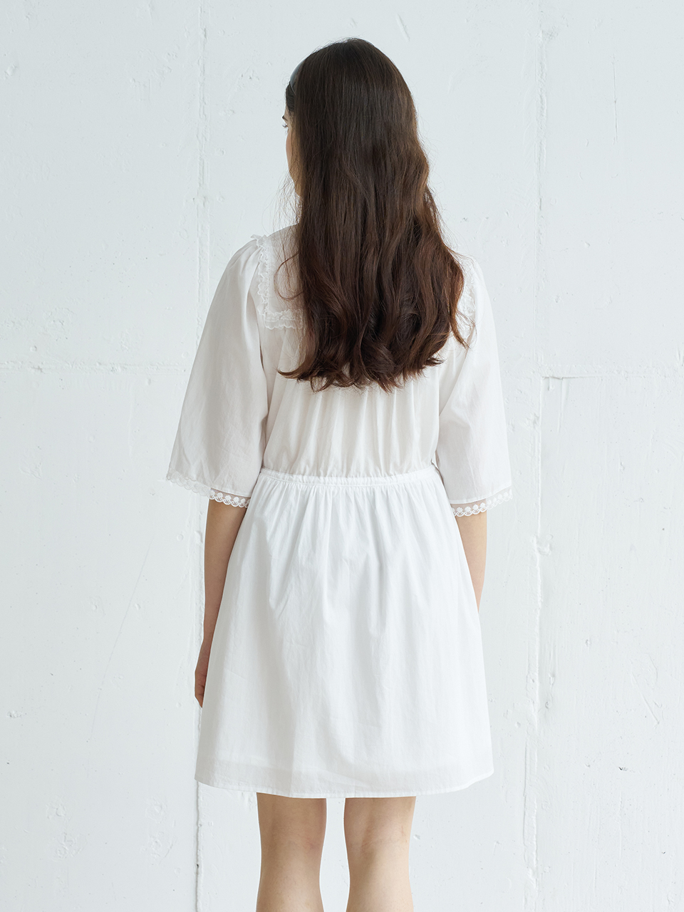DIANA LACE TRIM COTTON DRESS_WHITE