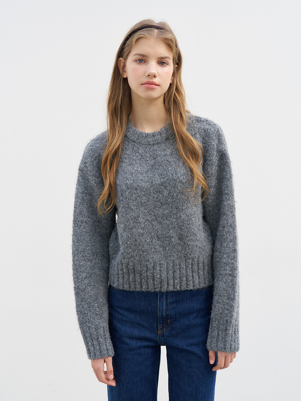 ROUND NECK CROP KNIT_3COLOR