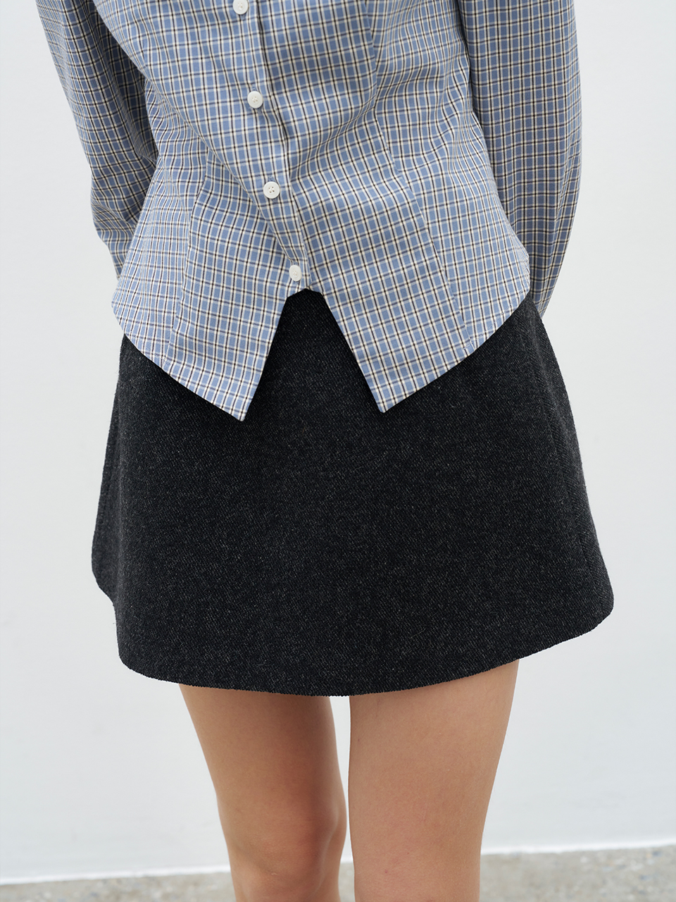 BASIC WOOL MINI SKIRT_CHARCOAL