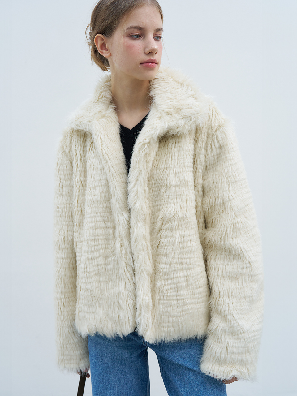 FAUX FUR JACKET_IVORY