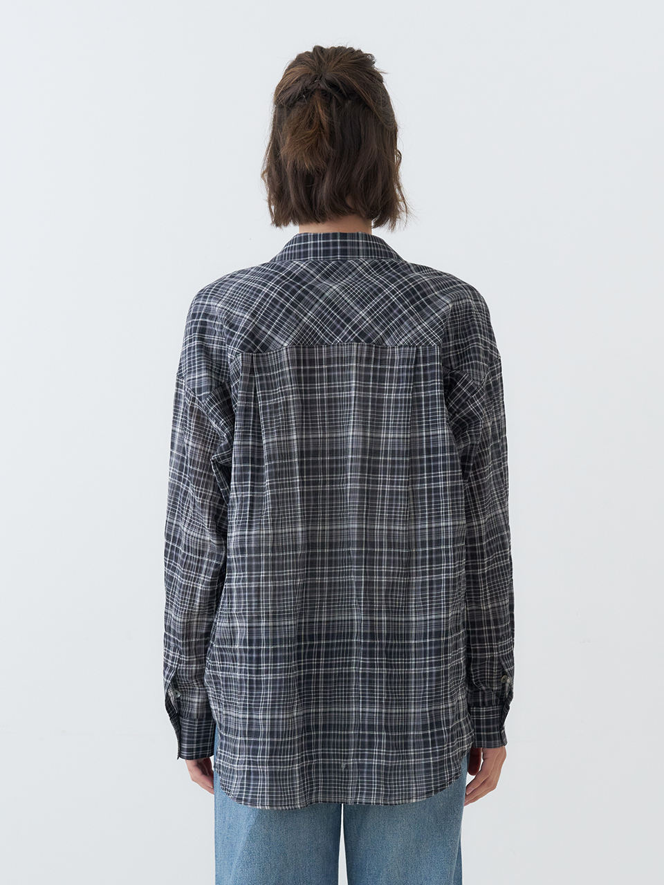 OVERFIT CHECK SHIRTS_BLACK