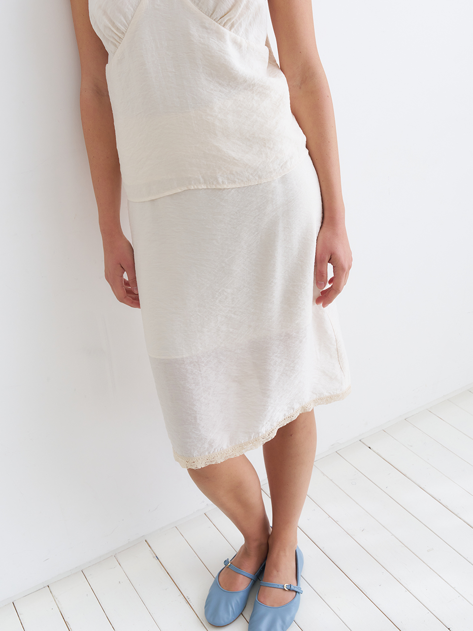 LACE TRIM MIDI SKIRT_IVORY