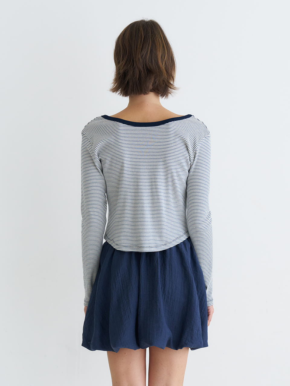 PUMPKIN CRINKLE MINI SKIRT_NAVY