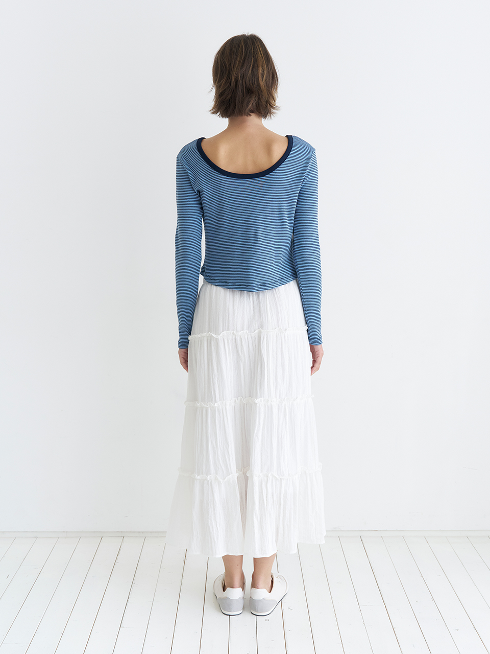 TIERED MAXI LACE SKIRT_WHITE