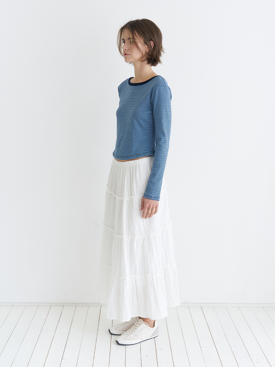 TIERED MAXI LACE SKIRT_WHITE