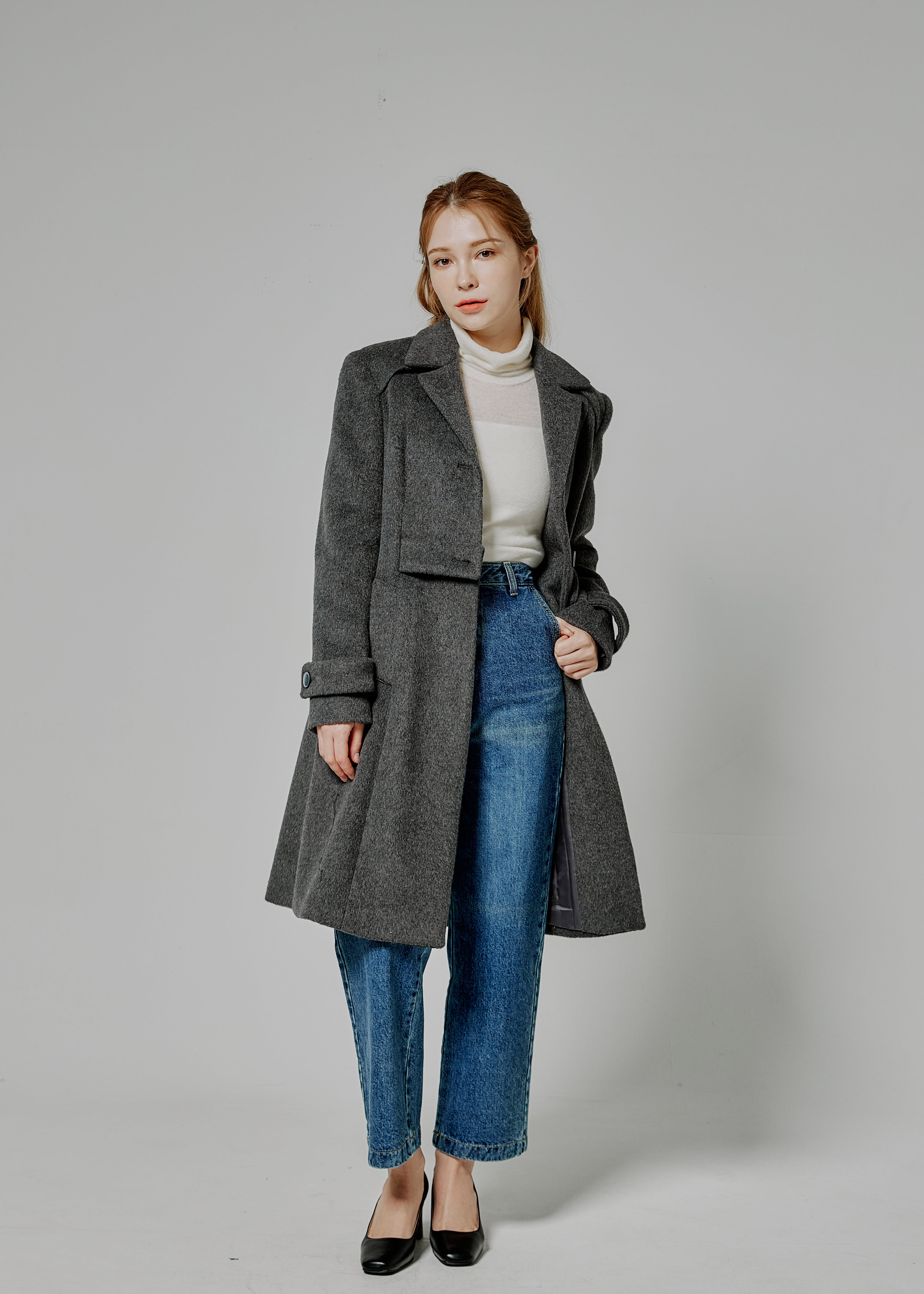 울플레어롱코트