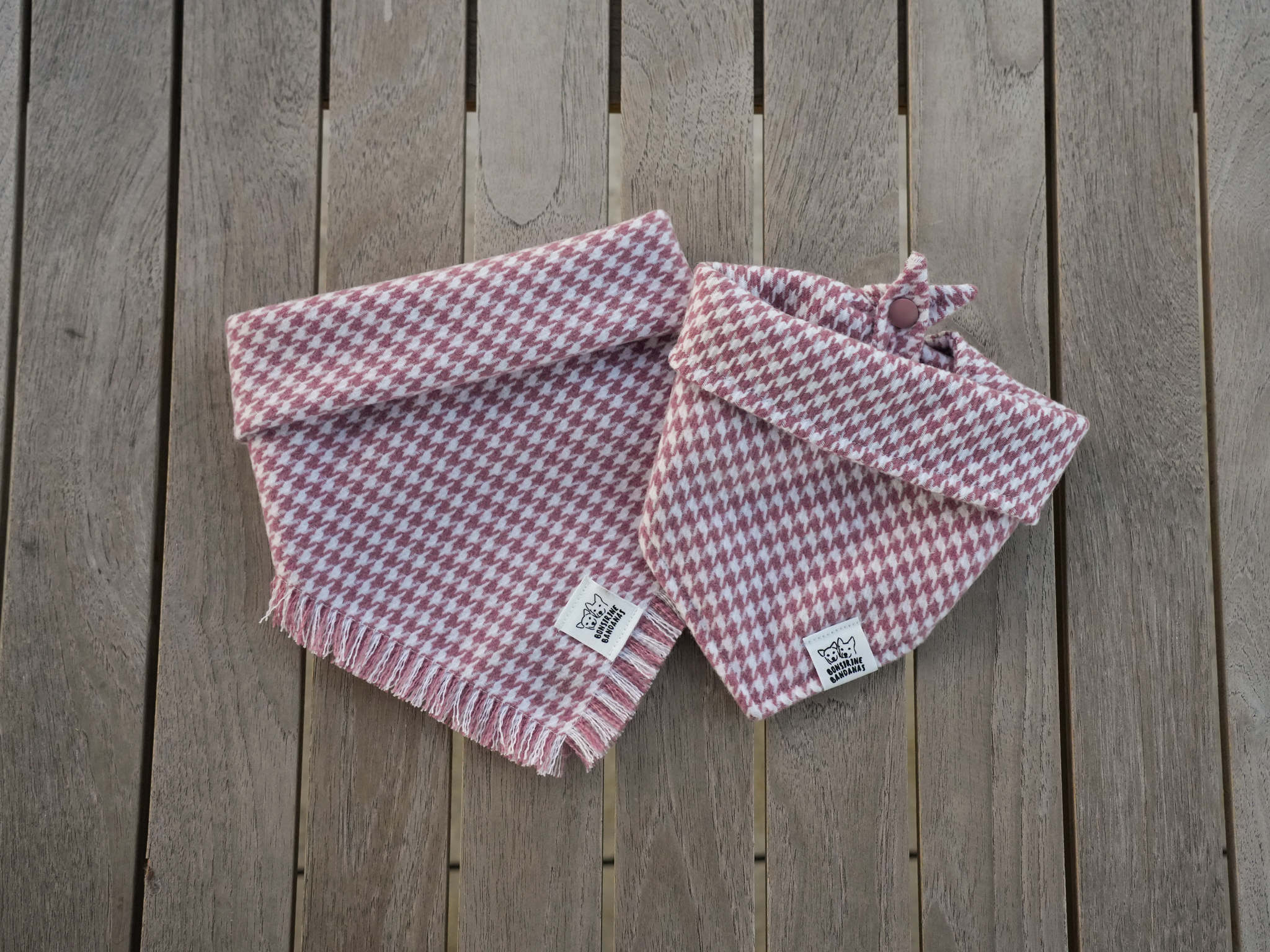 Dusty Pink Houndstooth bandana (2 types)