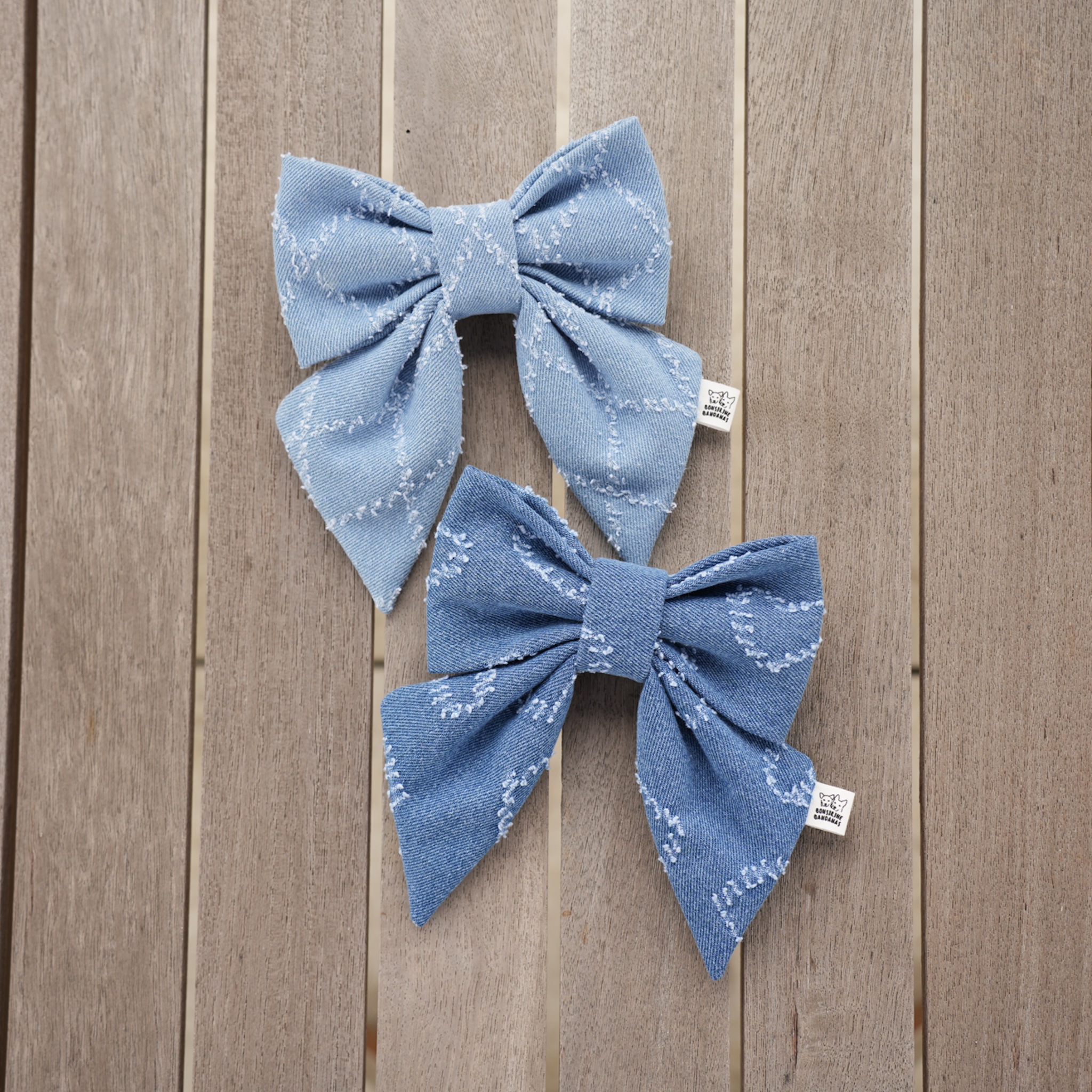 Jaquard Denim bow + bow tie