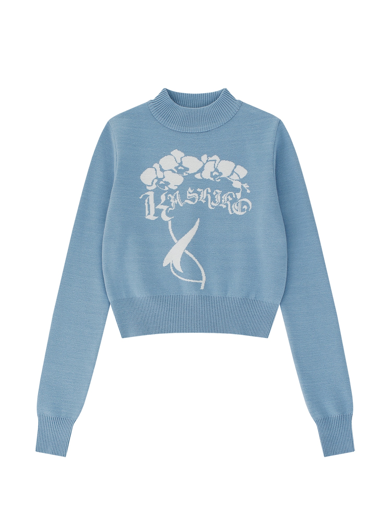 Highneck Knit Top Sky Blue