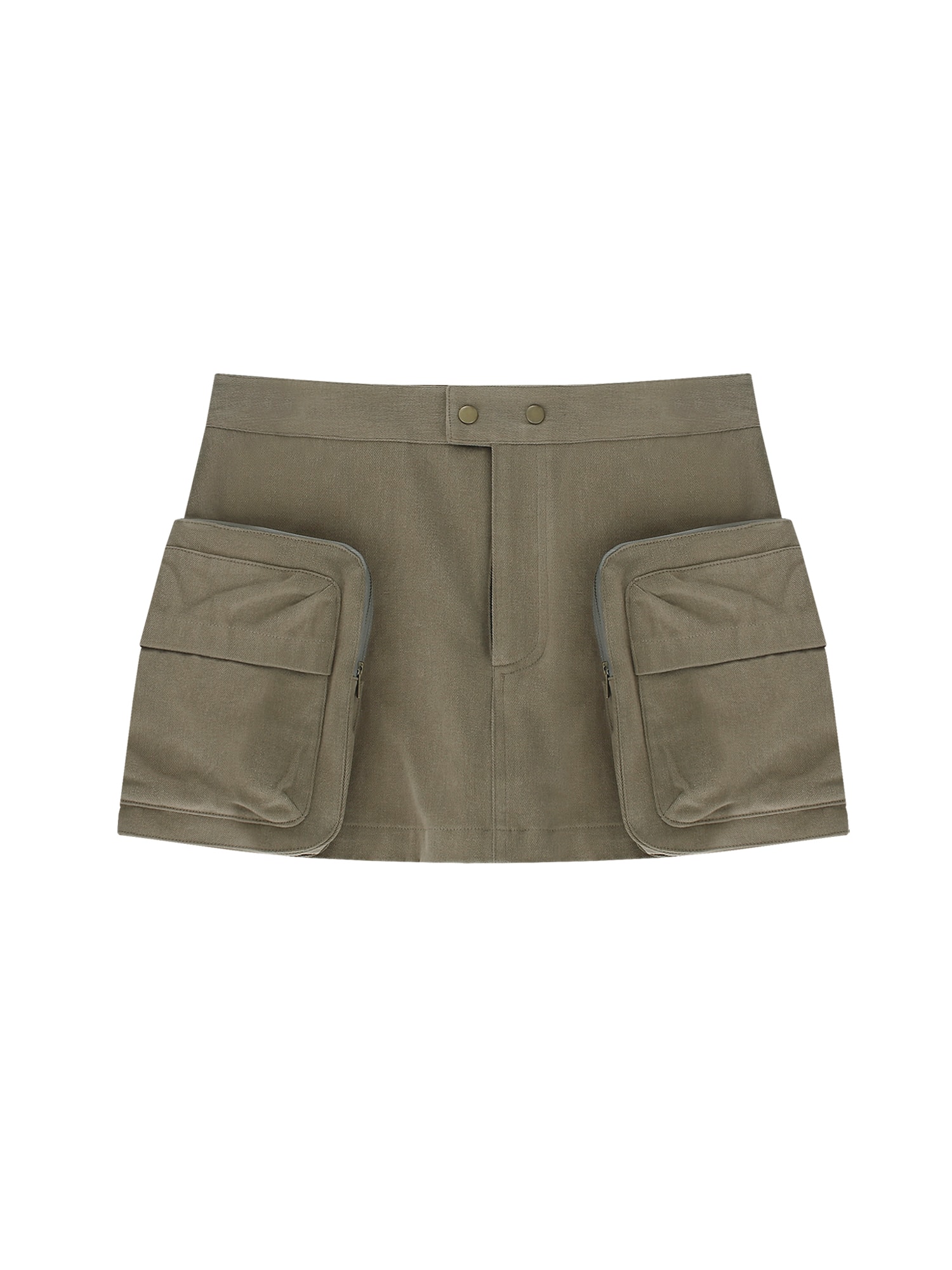 Fluffy Cargo Mini Skirt Pants Khaki