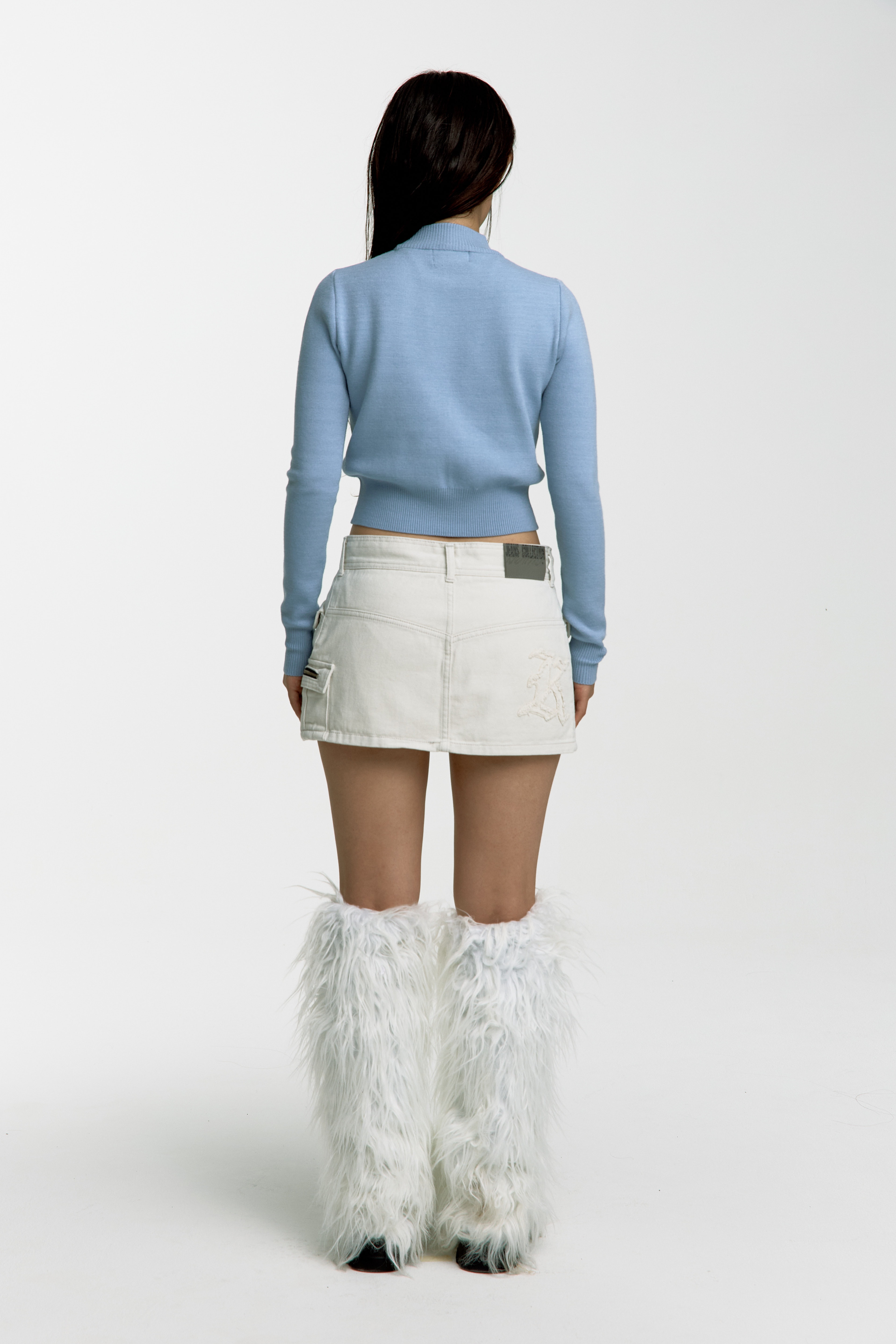 Highneck Knit Top Sky Blue