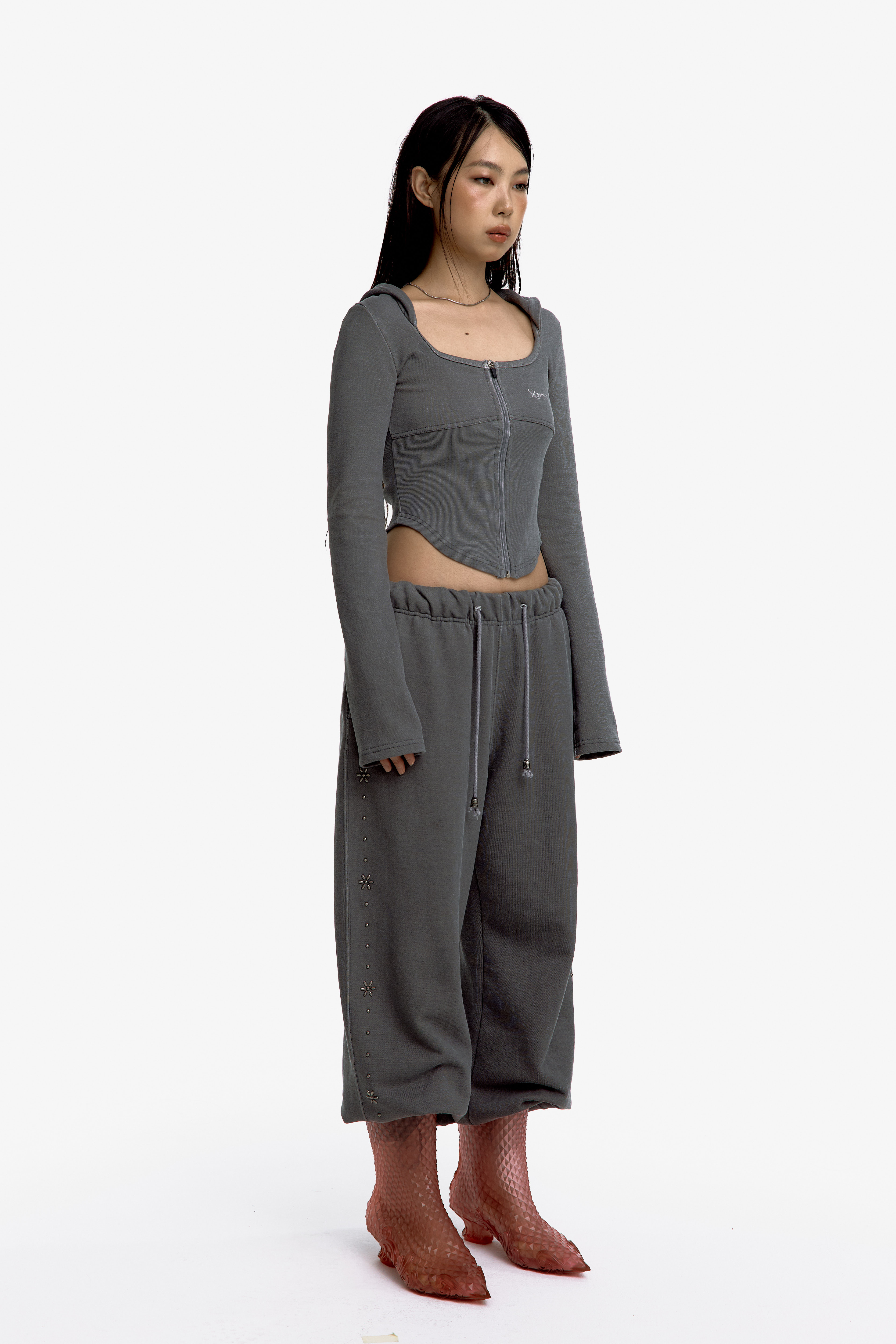 Kashiko Comfy : Monk Hood Zip-Up
