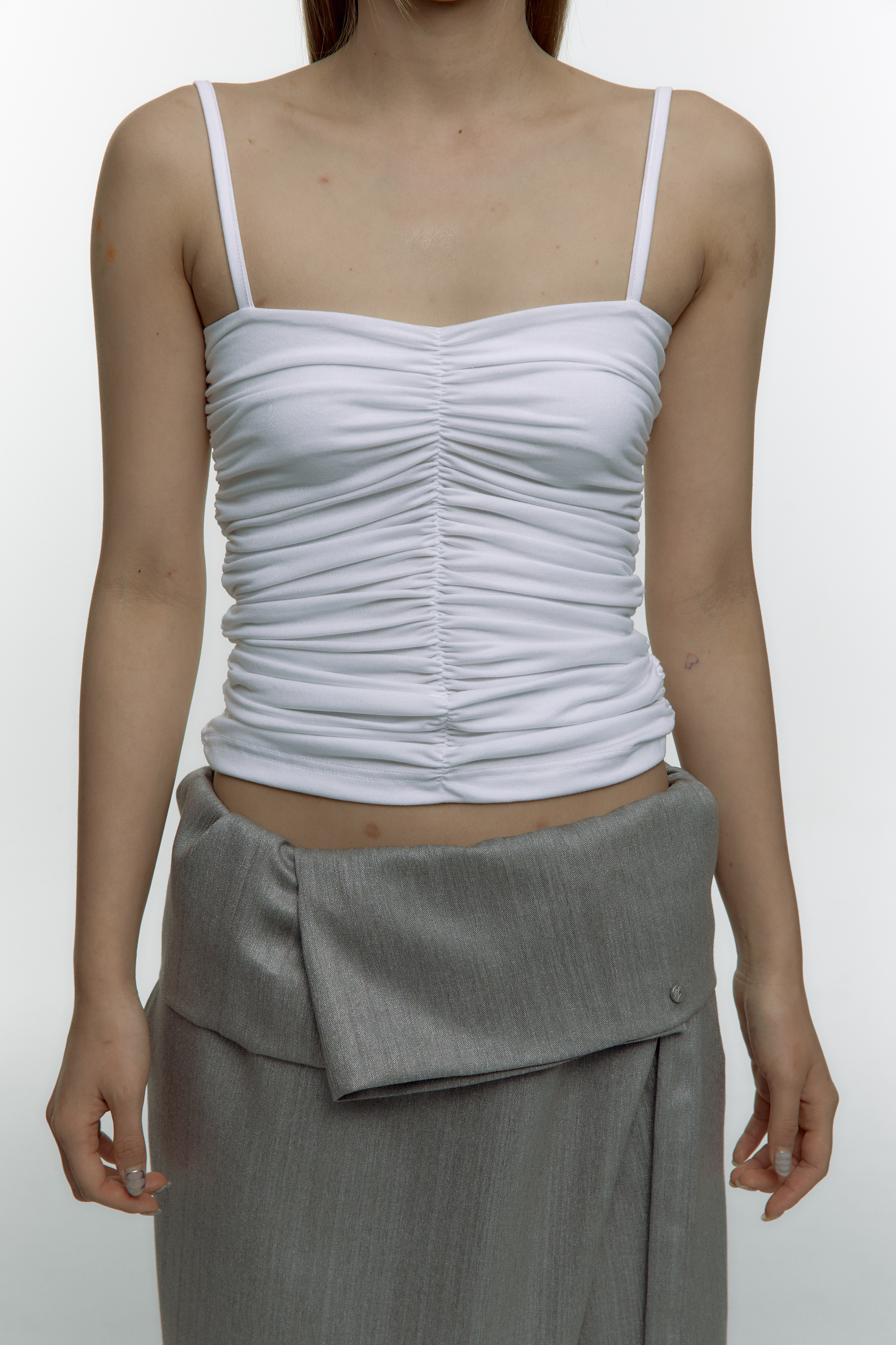 Shirring Sleeveless Ivory