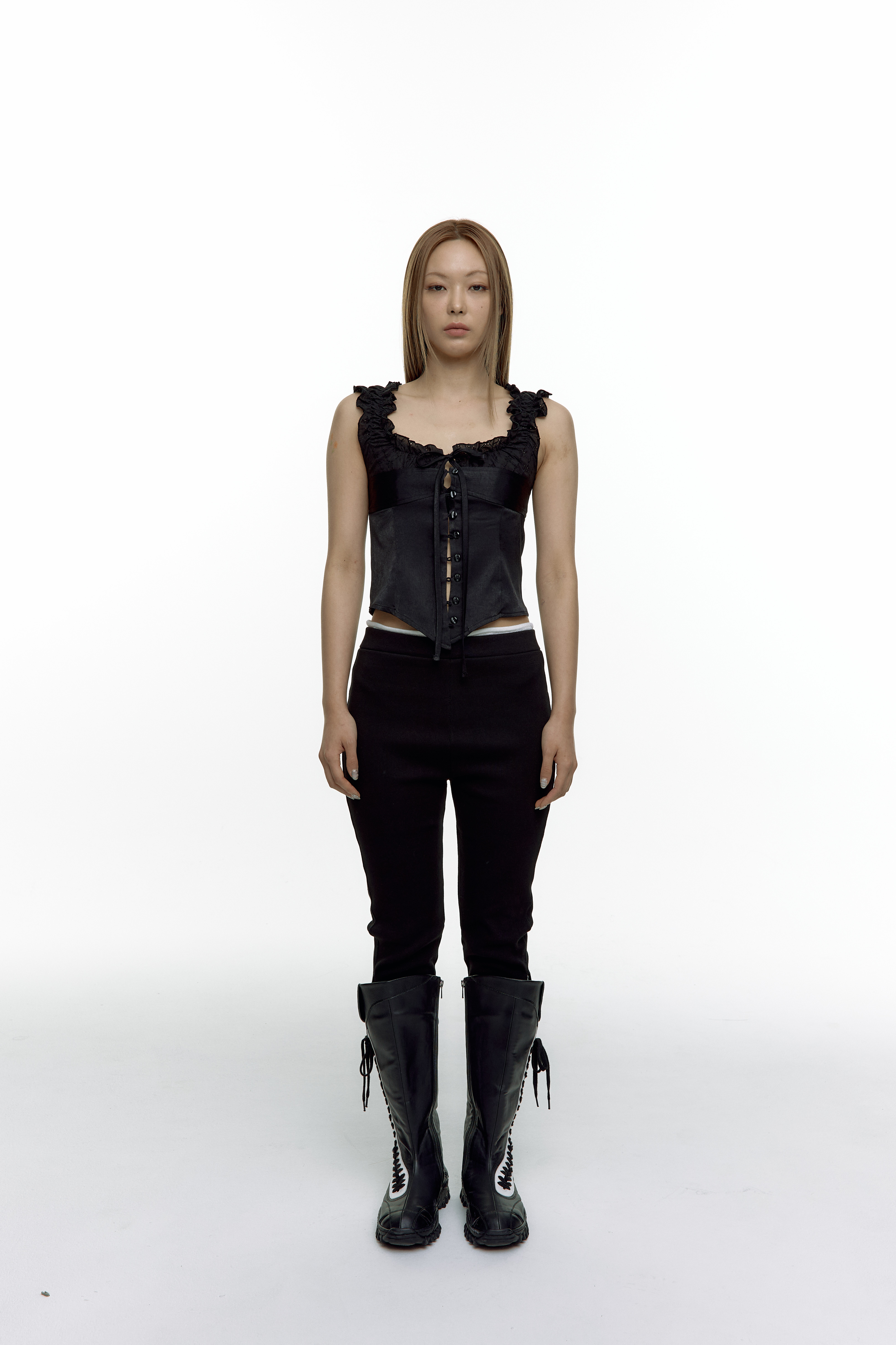 Lace Layered Sleeveless Black
