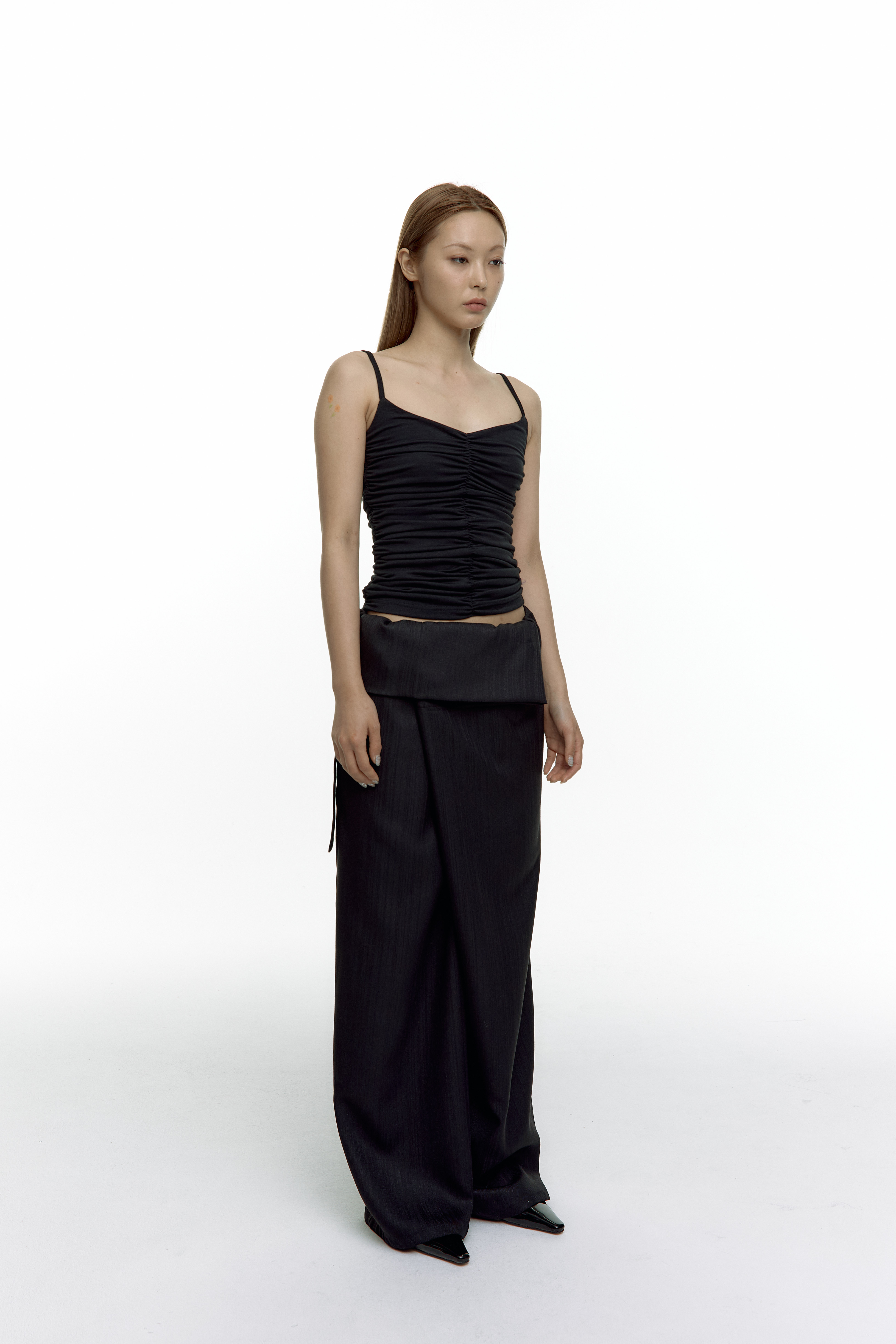 Shirring Sleeveless Black