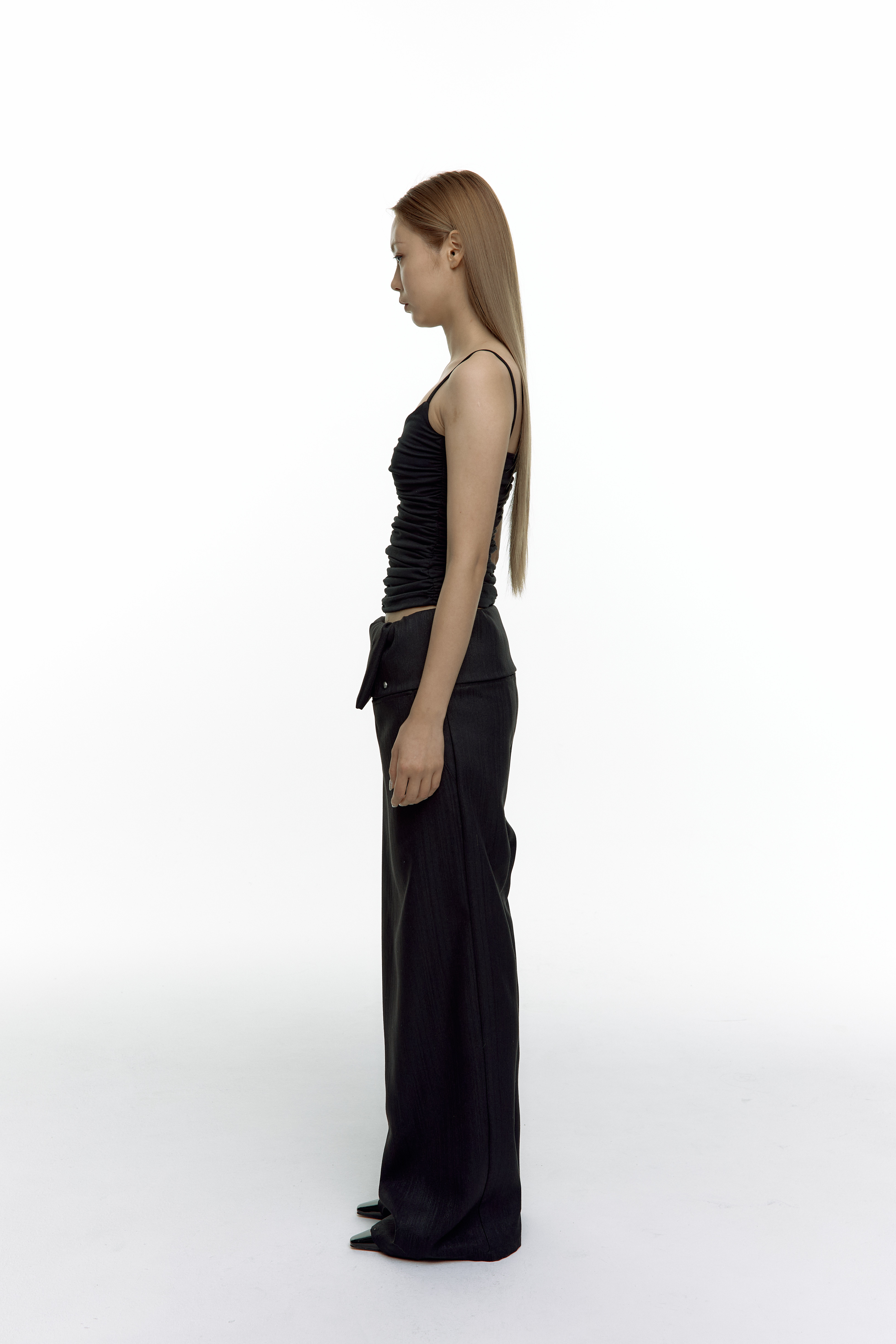 Shirring Sleeveless Black