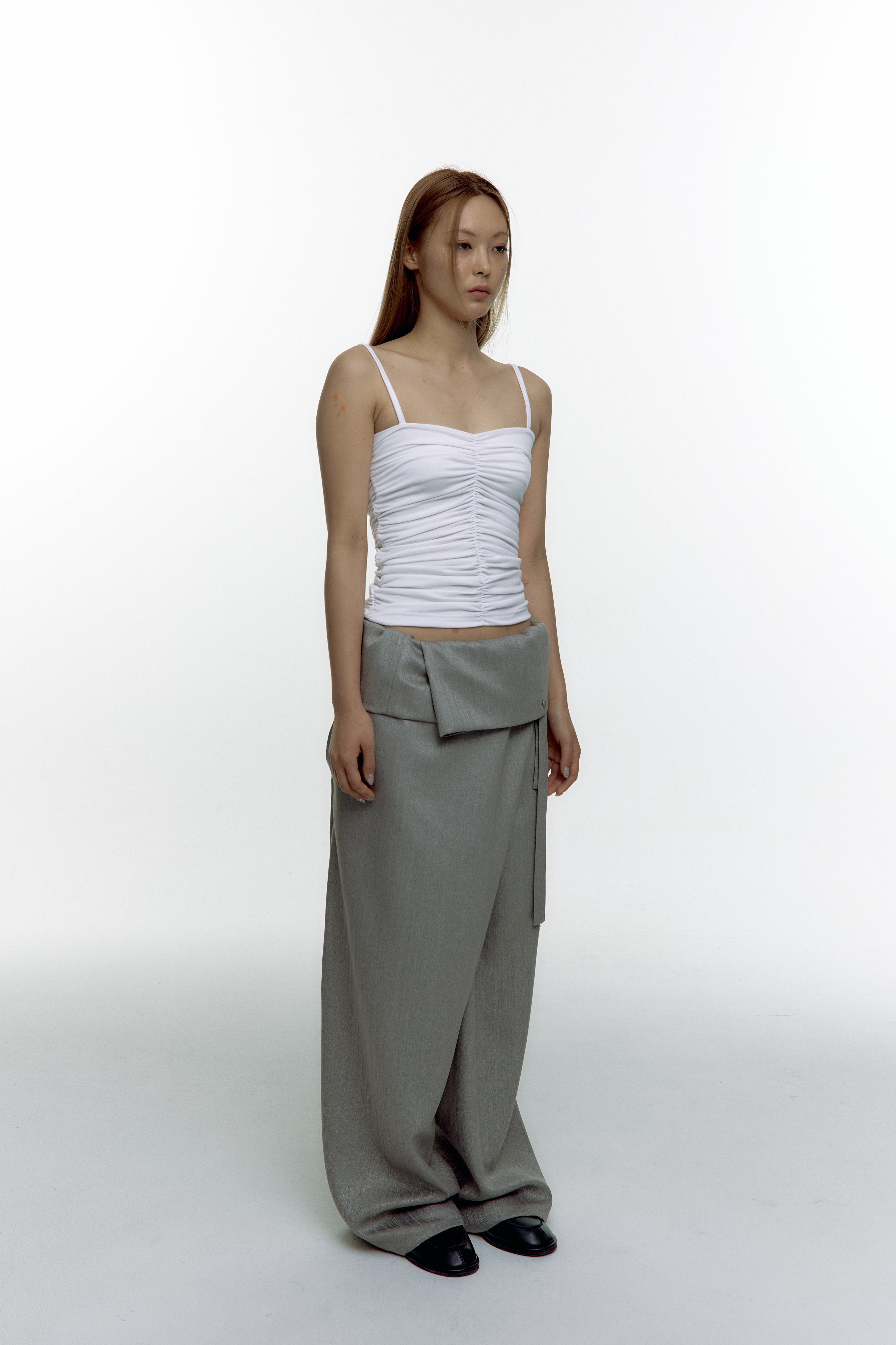 Shirring Sleeveless Ivory