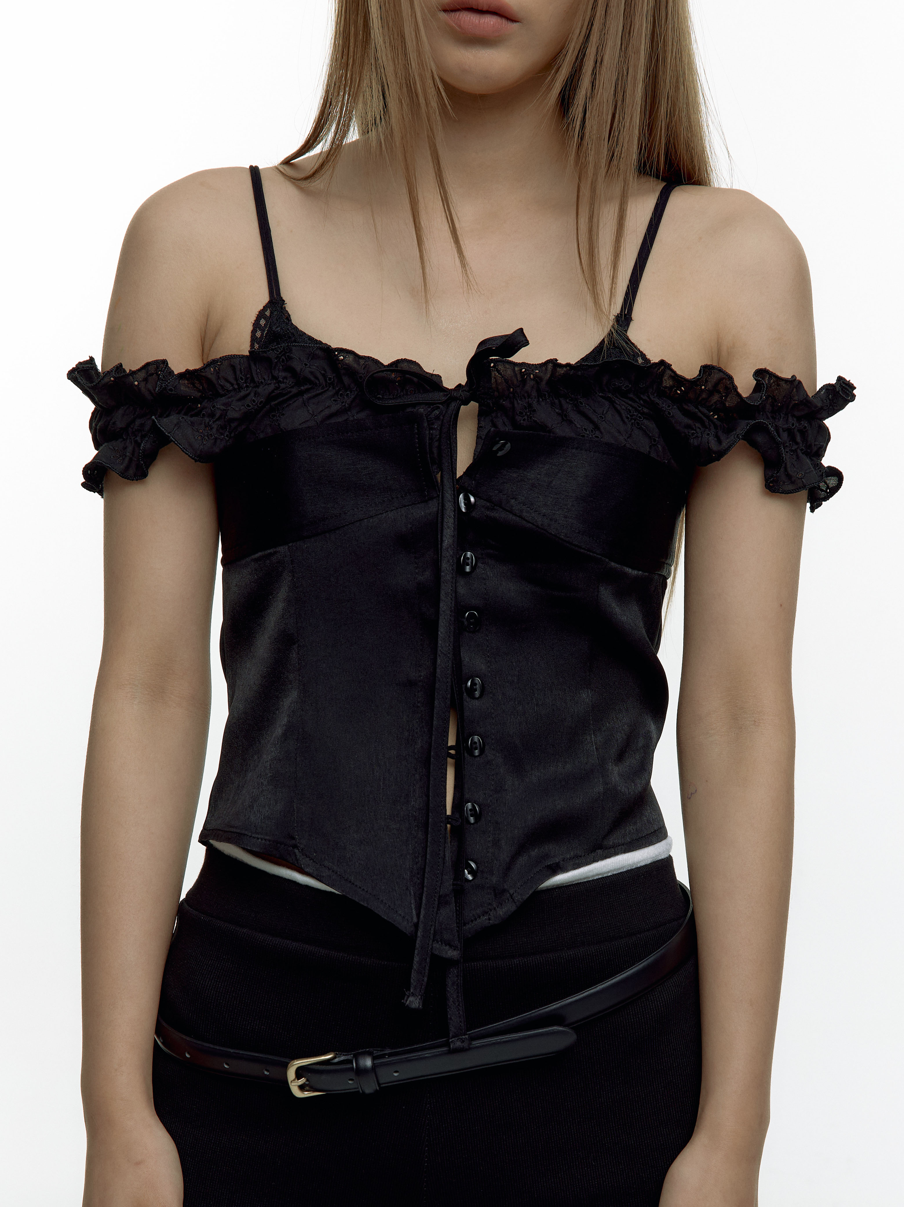 Lace Layered Sleeveless Black