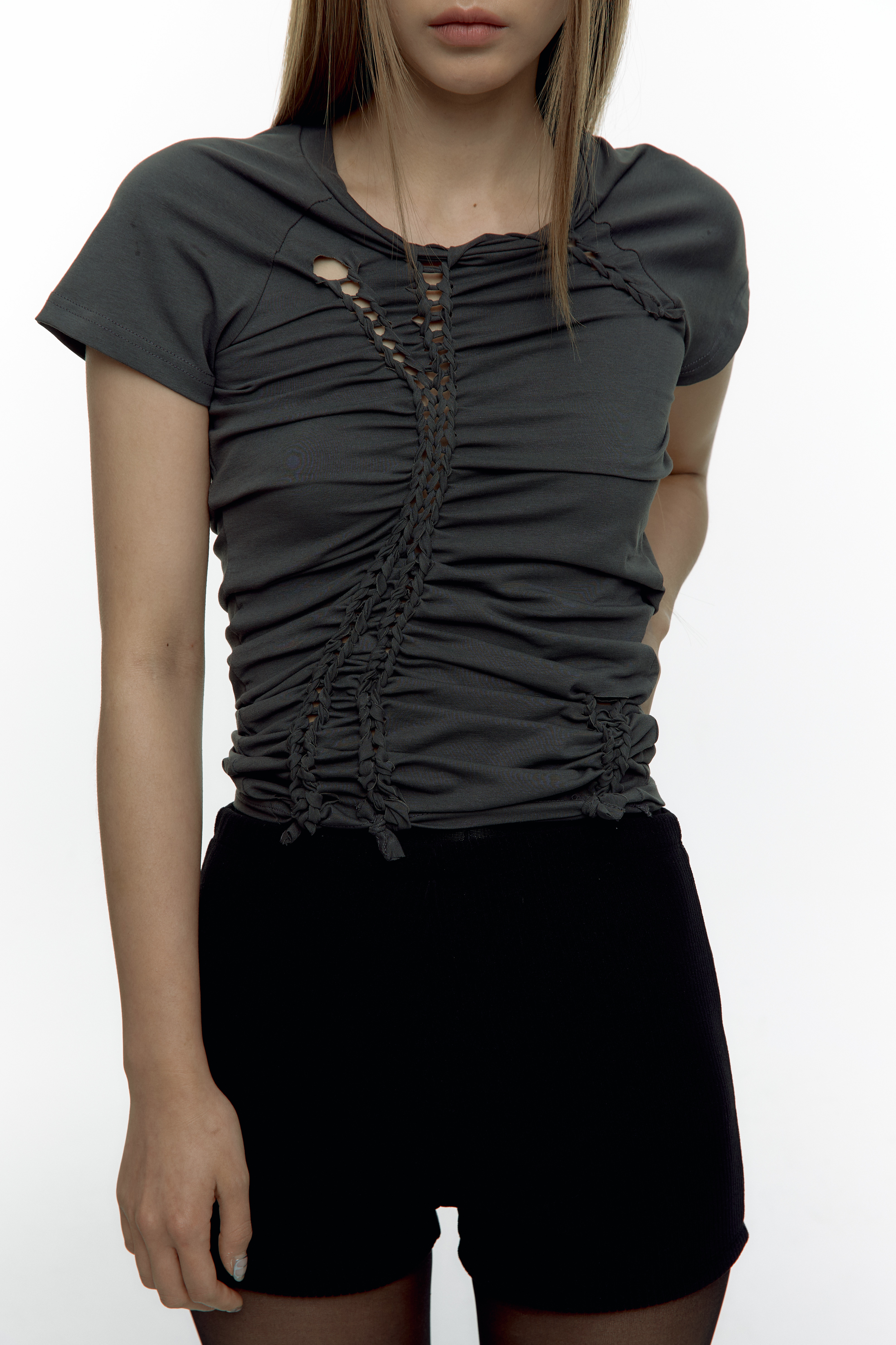 Braided Tee Charcoal