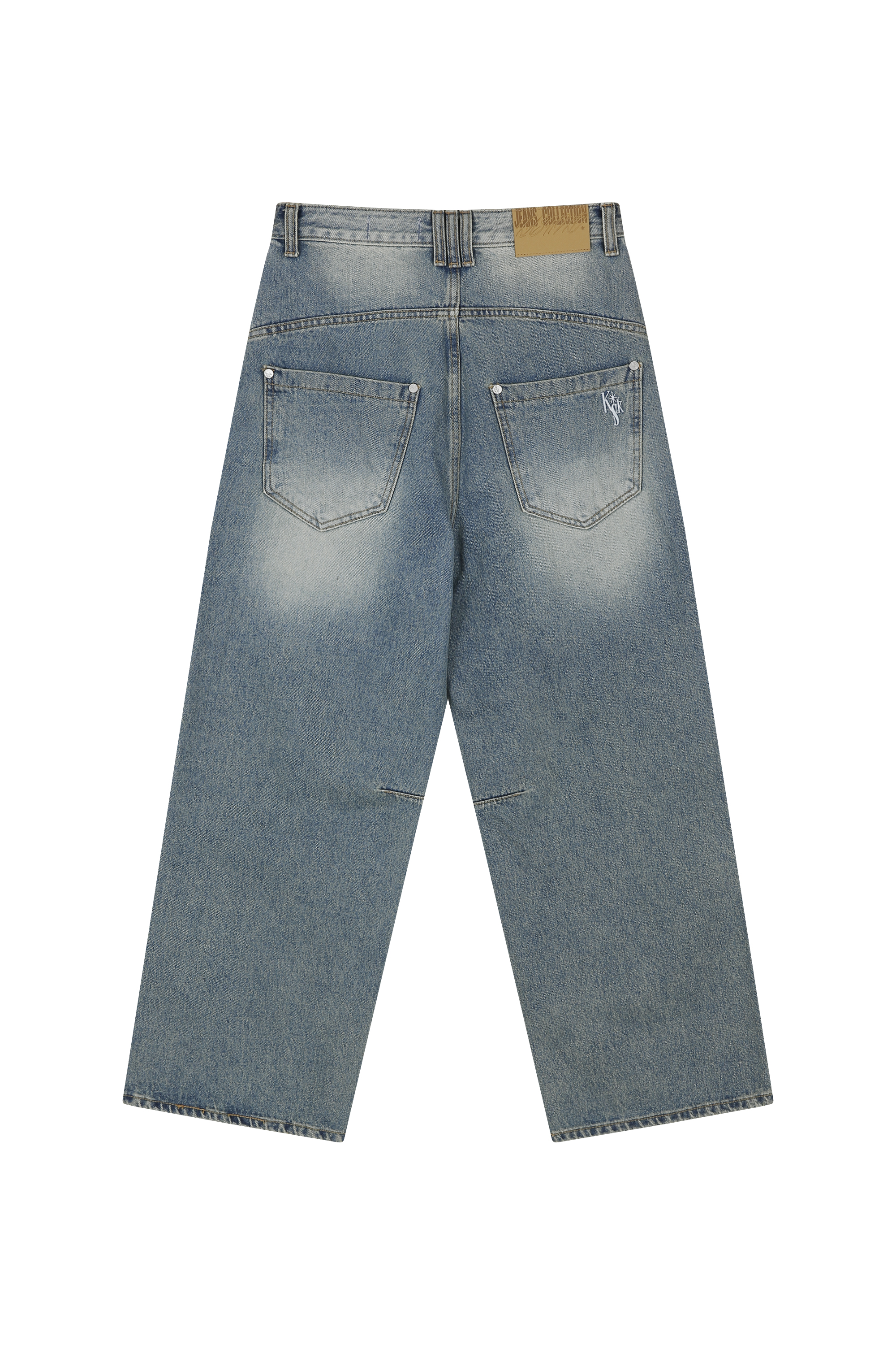 Washed RIvet Wide Jean Light Blue
