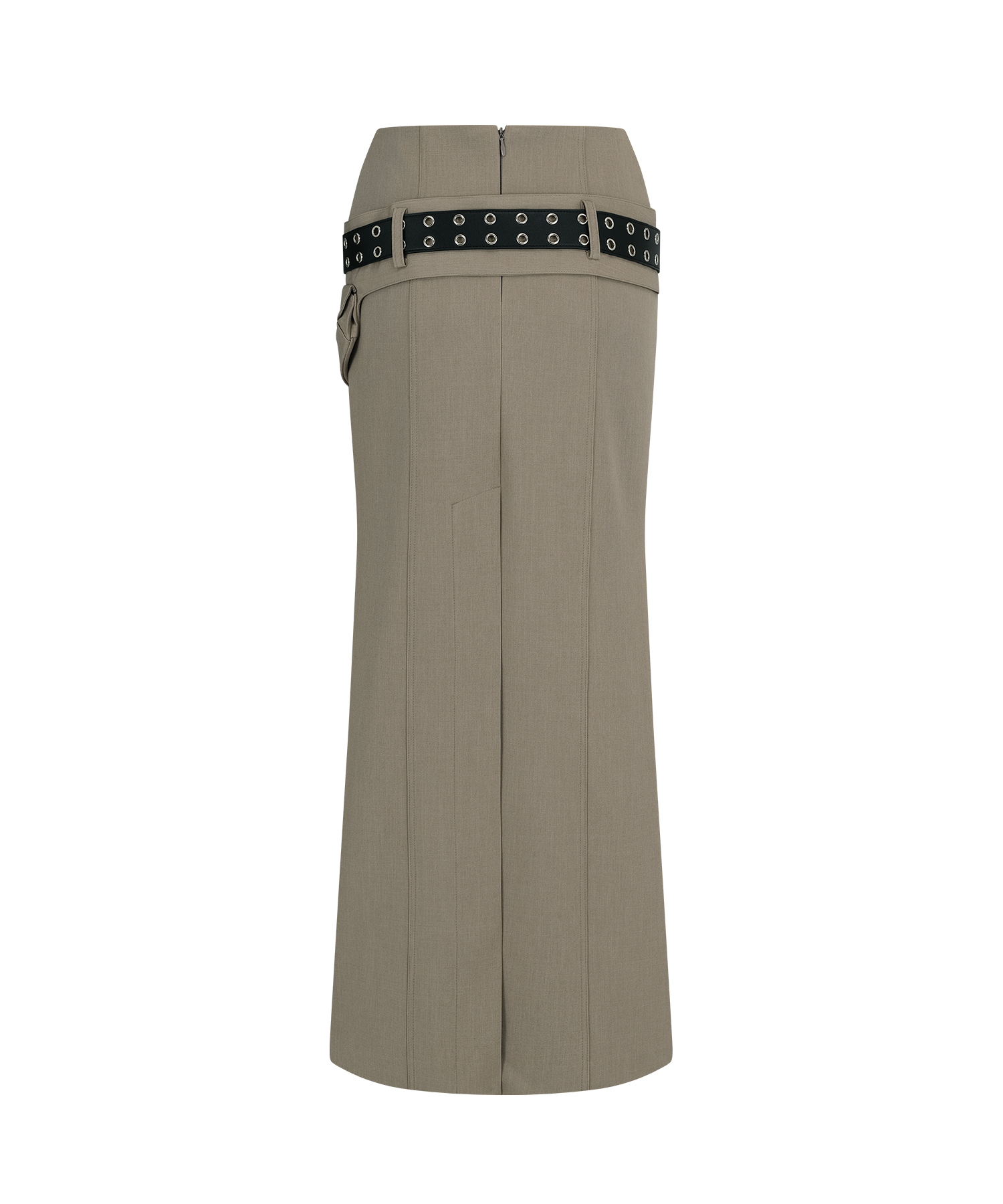 Pocket Belt Long Skirt Beige