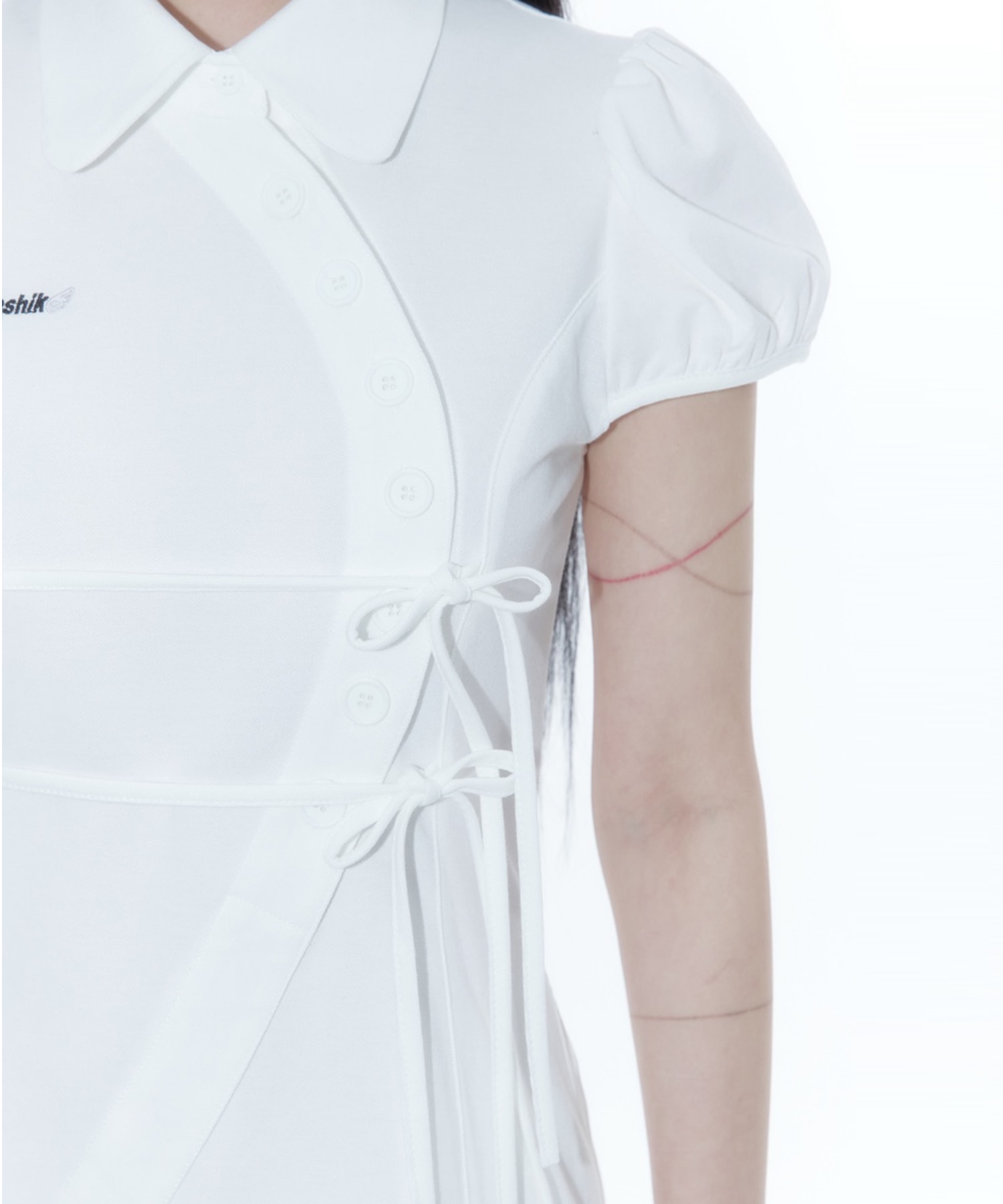 Puff Preppy Mini Dress White