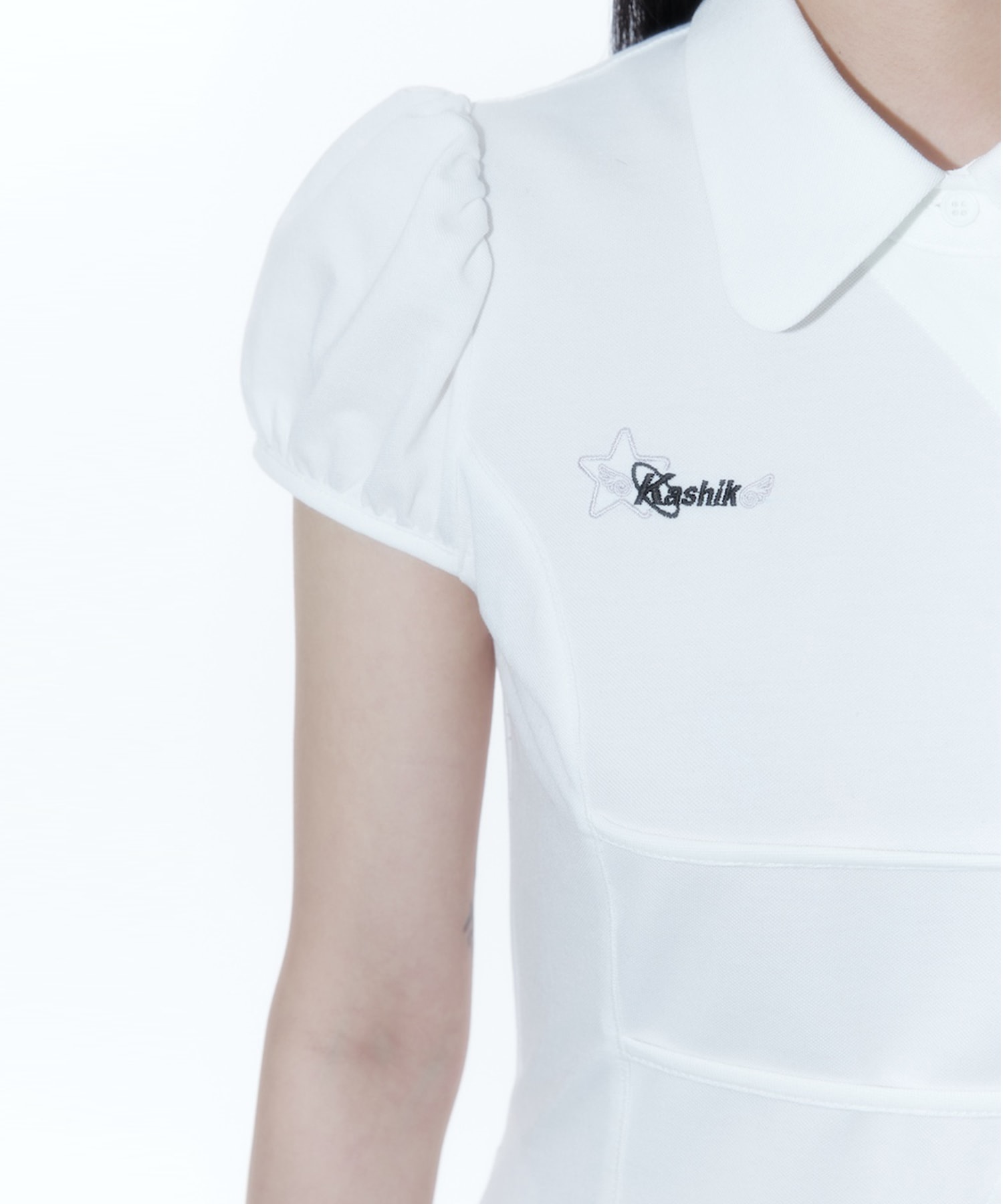 Puff Preppy Mini Dress White