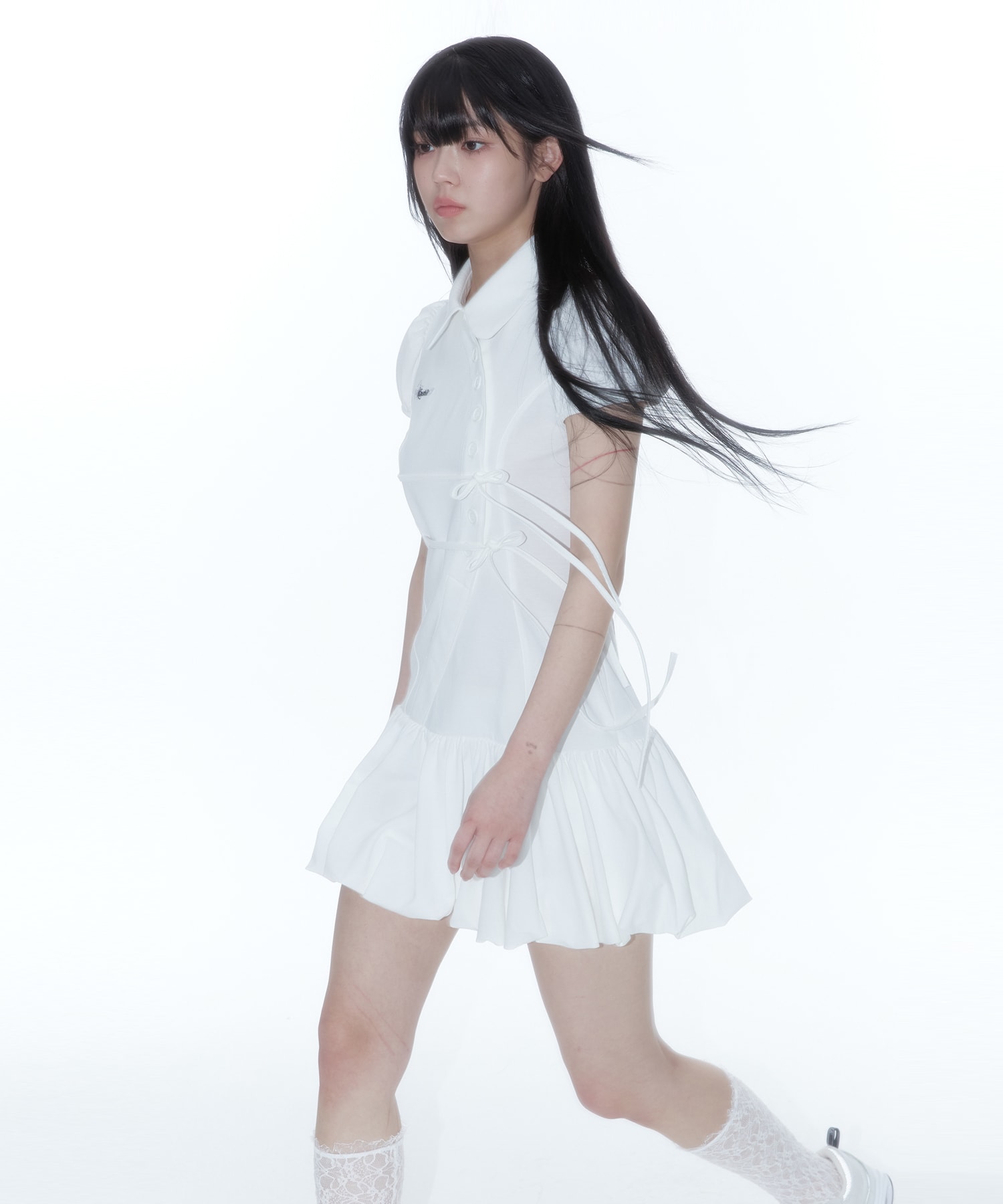 Puff Preppy Mini Dress White
