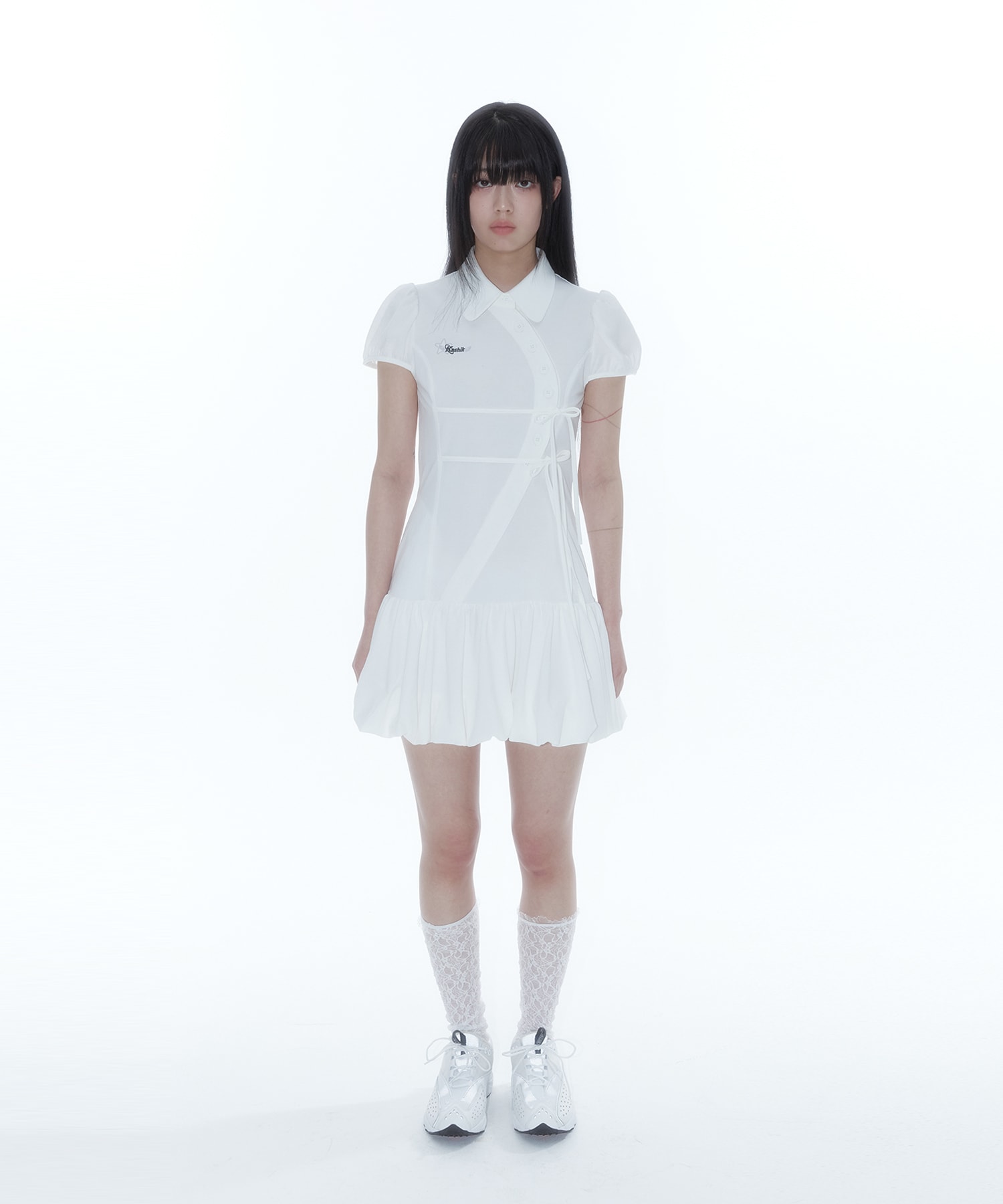 Puff Preppy Mini Dress White