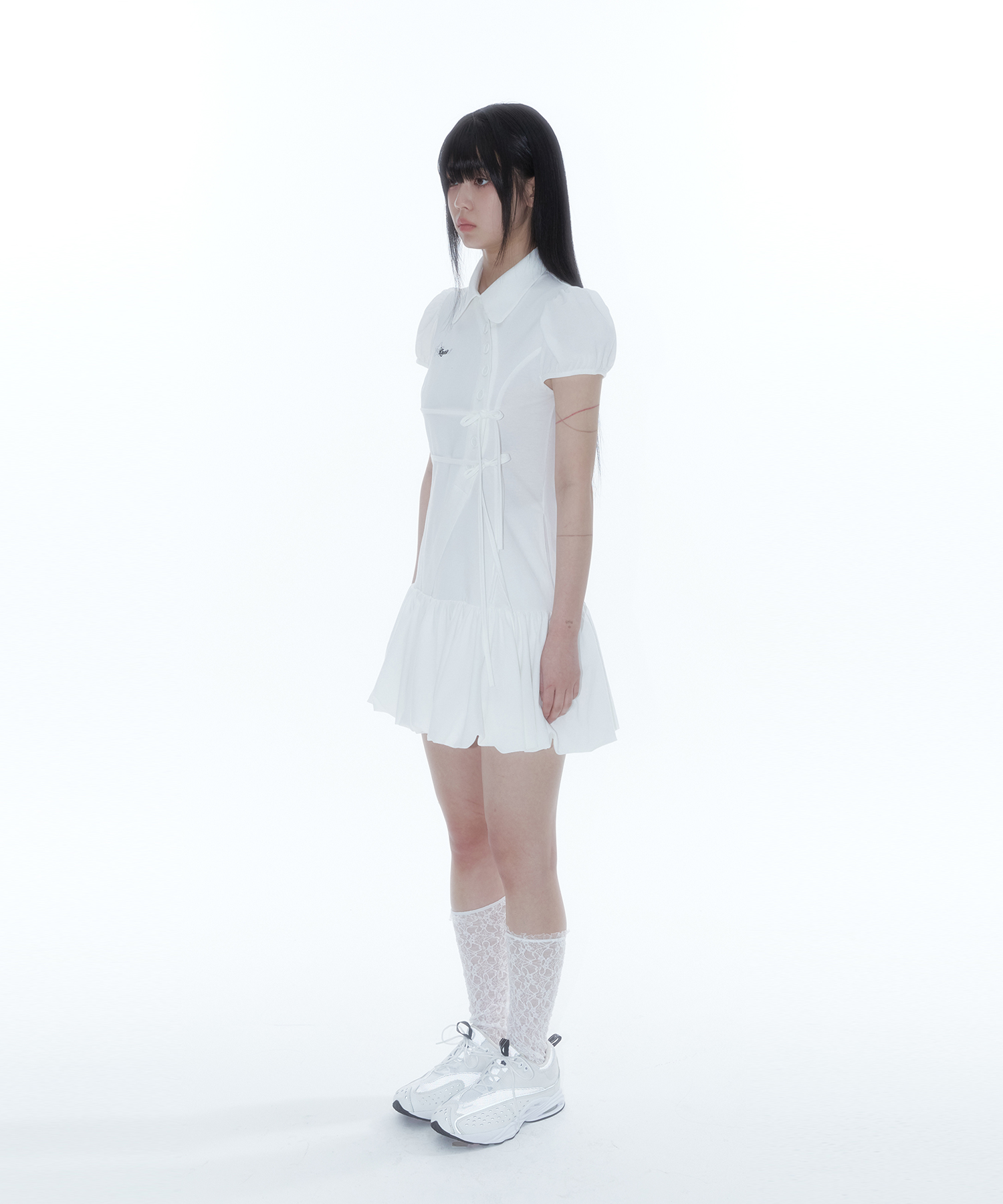 Puff Preppy Mini Dress White